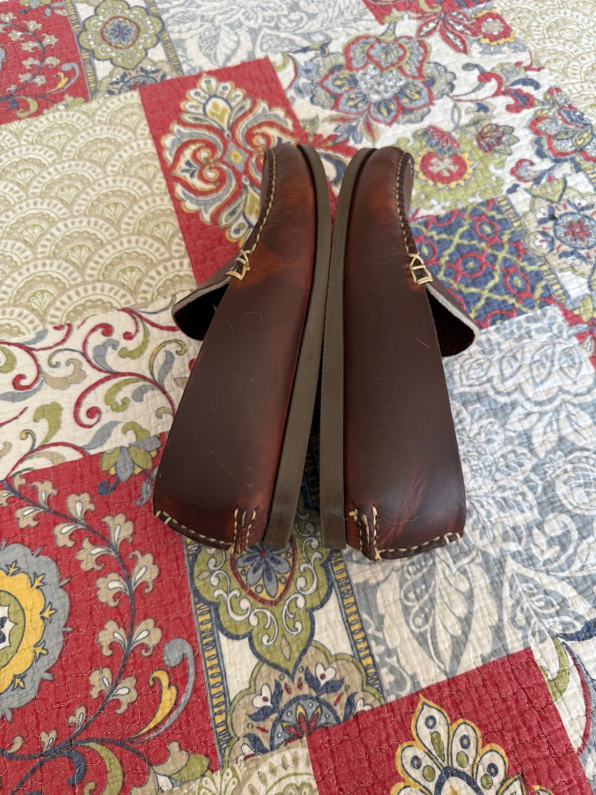 Photo by MaticEsq on January 6, 2026 of the Oak Street Bootmakers Slip Moc in Horween Brown Chromexcel.