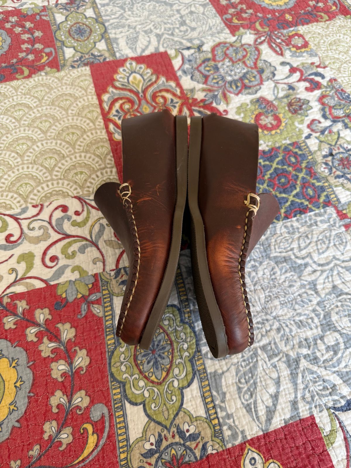 Photo by MaticEsq on January 6, 2026 of the Oak Street Bootmakers Slip Moc in Horween Brown Chromexcel.