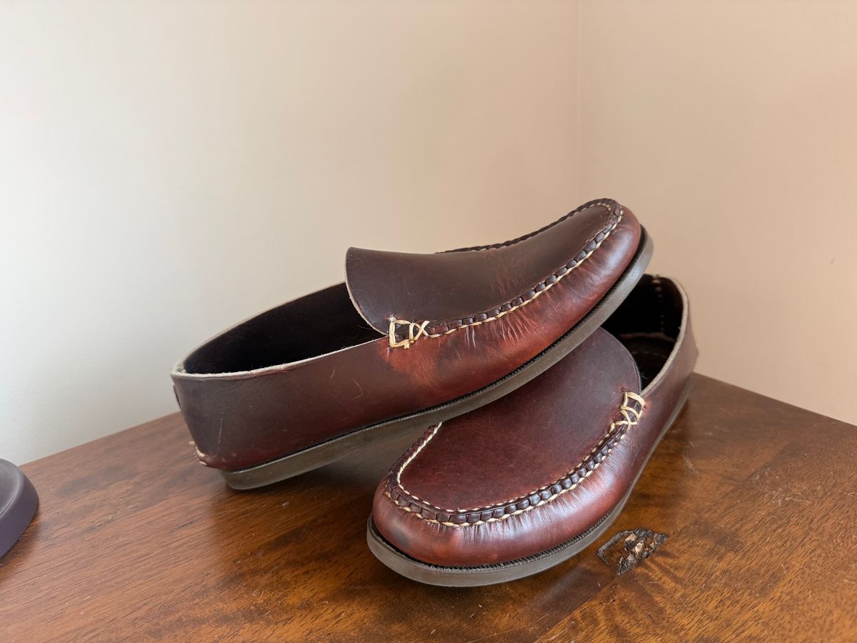 Photo by MaticEsq on January 6, 2026 of the Oak Street Bootmakers Slip Moc in Horween Brown Chromexcel.