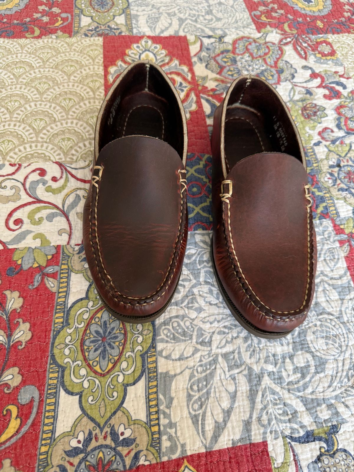 Photo by MaticEsq on January 6, 2026 of the Oak Street Bootmakers Slip Moc in Horween Brown Chromexcel.
