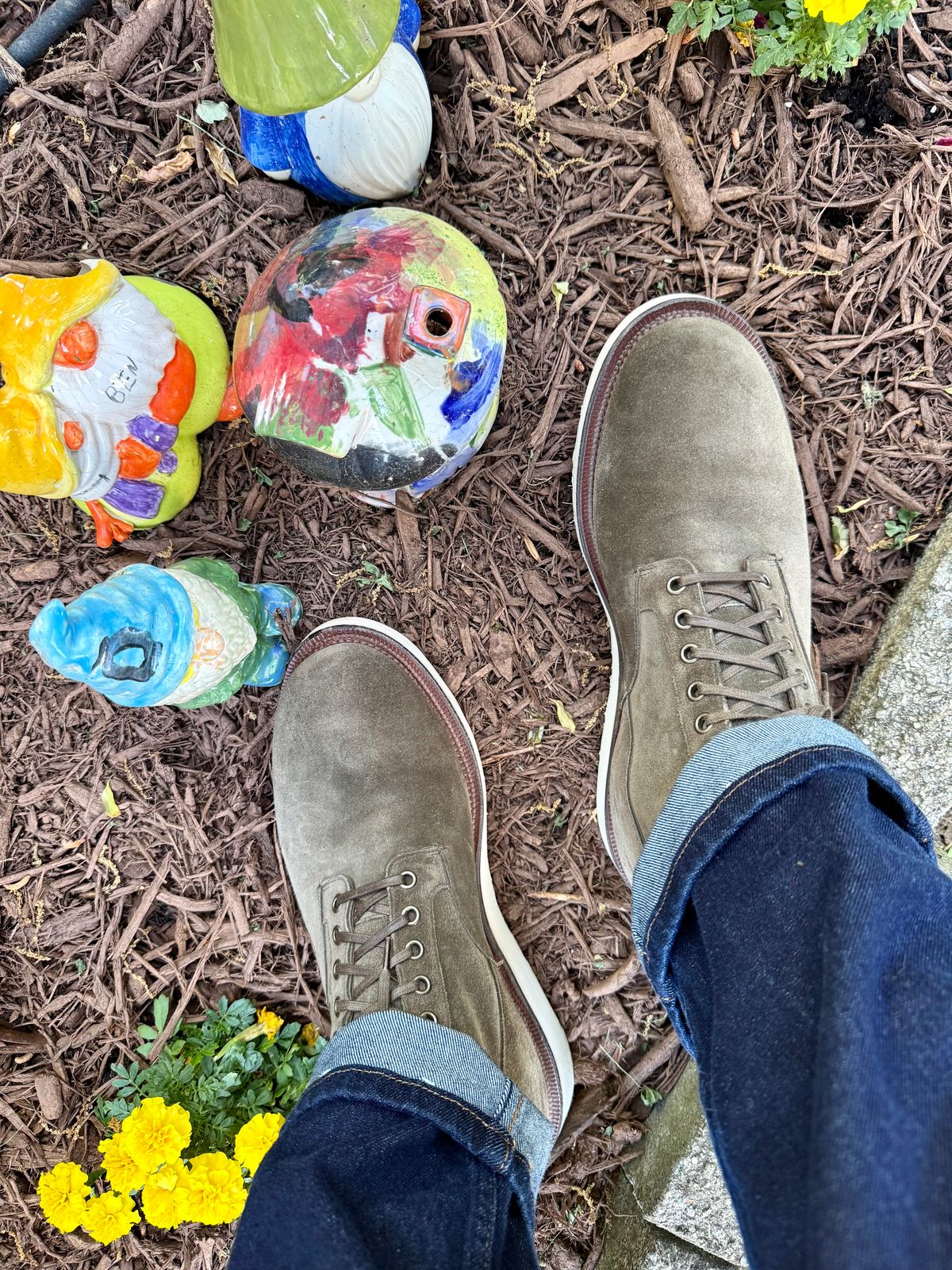 Photo by MaticEsq on April 20, 2026 of the Viberg Scout Boot in C.F. Stead Olive Janus Calf Suede.