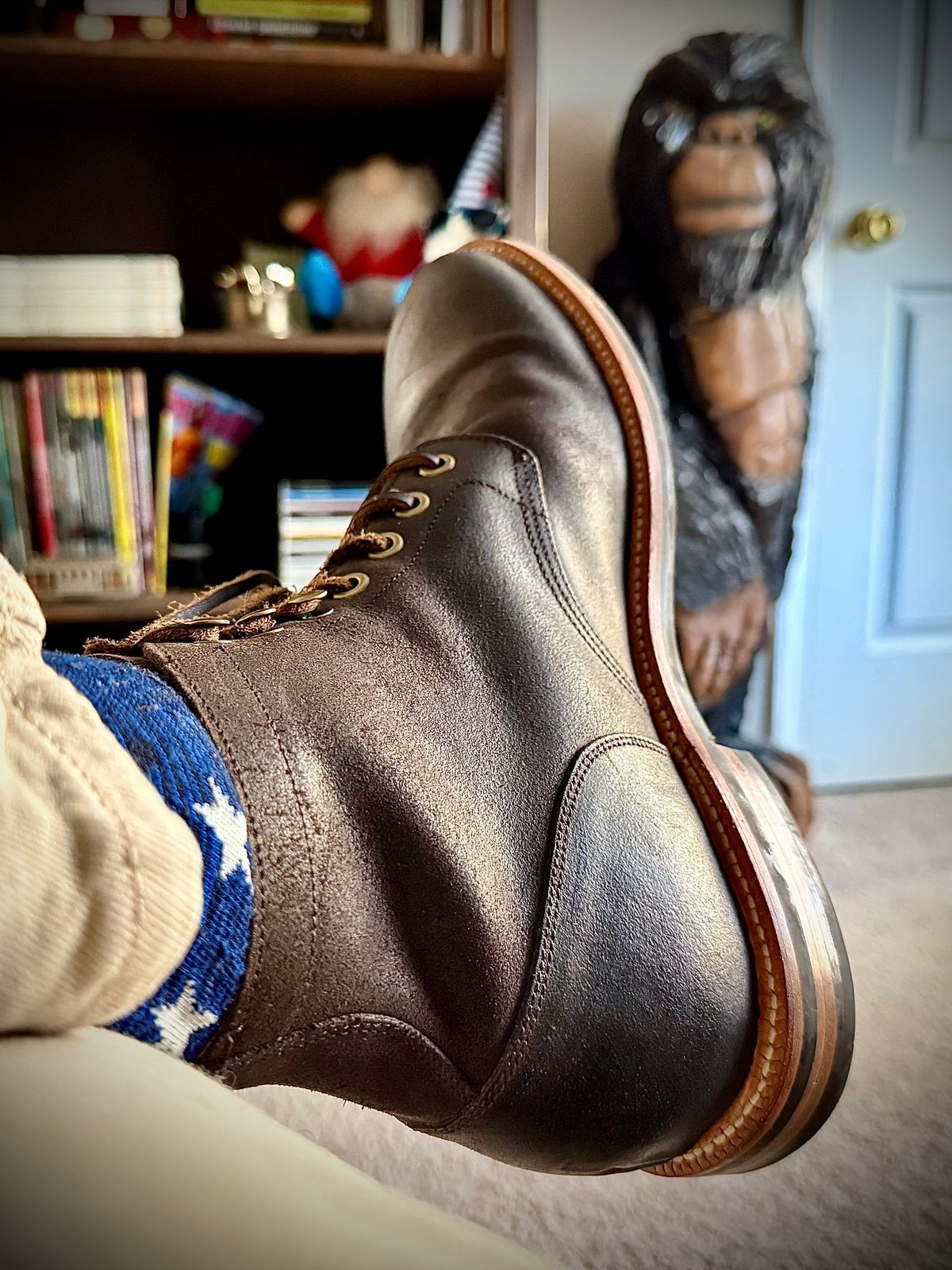 Photo by MaticEsq on November 17, 2025 of the Grant Stone Diesel Boot in C.F. Stead Dark Burgundy Classic Kudu.
