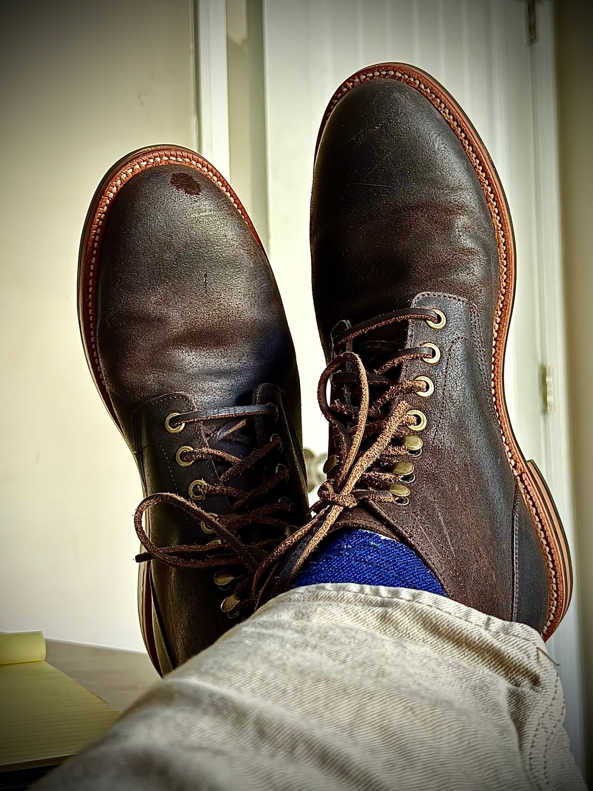 Photo by MaticEsq on November 17, 2025 of the Grant Stone Diesel Boot in C.F. Stead Dark Burgundy Classic Kudu.