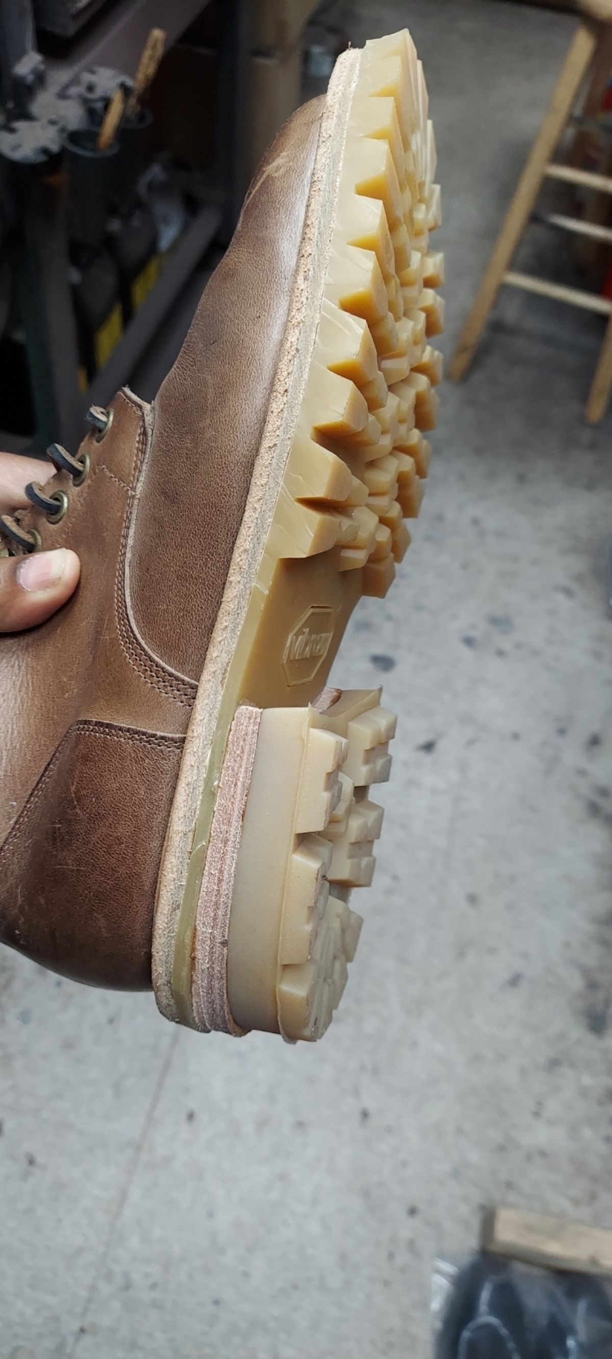 Photo by ResearchHog123 on July 3, 2024 of the Grant Stone Diesel Boot in Horween Natural Essex.