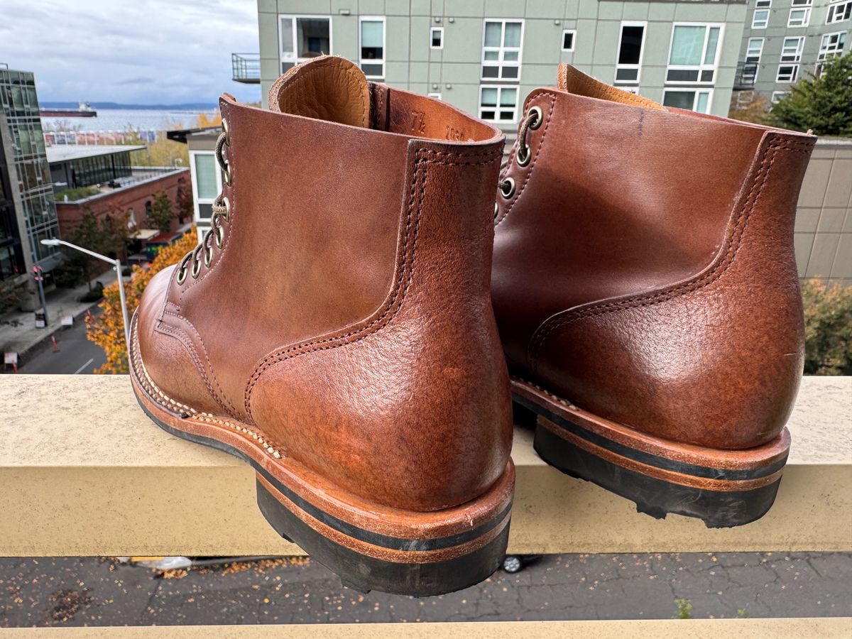 Photo by JGHutch on October 31, 2024 of the Viberg Service Boot in Horween Brown Waxed Flesh.