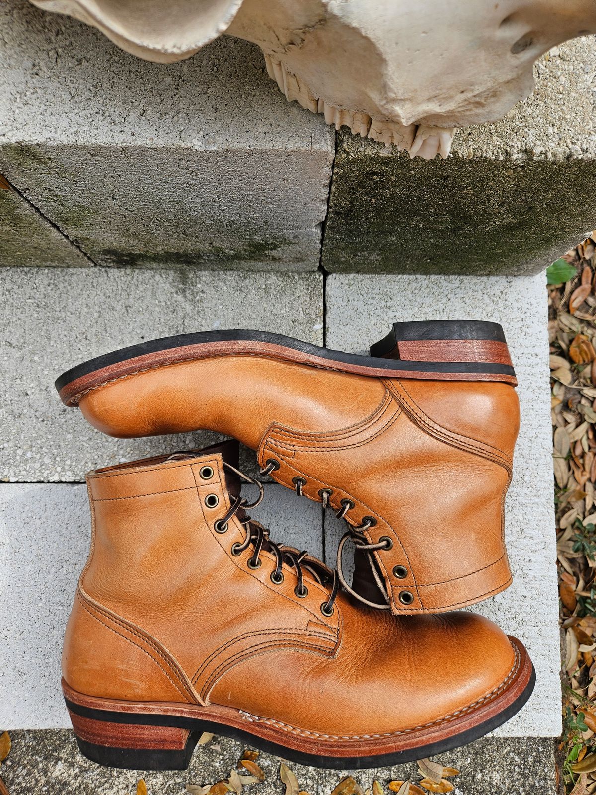 Photo by 83cane on January 2, 2026 of the Nicks DomePro in Horween Light Natural Dublin.