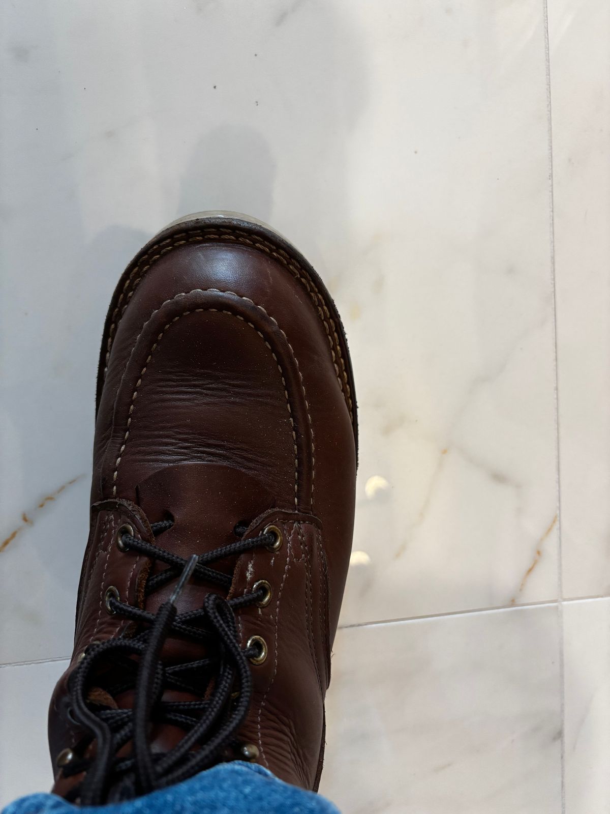 Photo by StitchedNeat on April 2, 2025 of the Nicks Moc Toe in Seidel 1964 Brown.