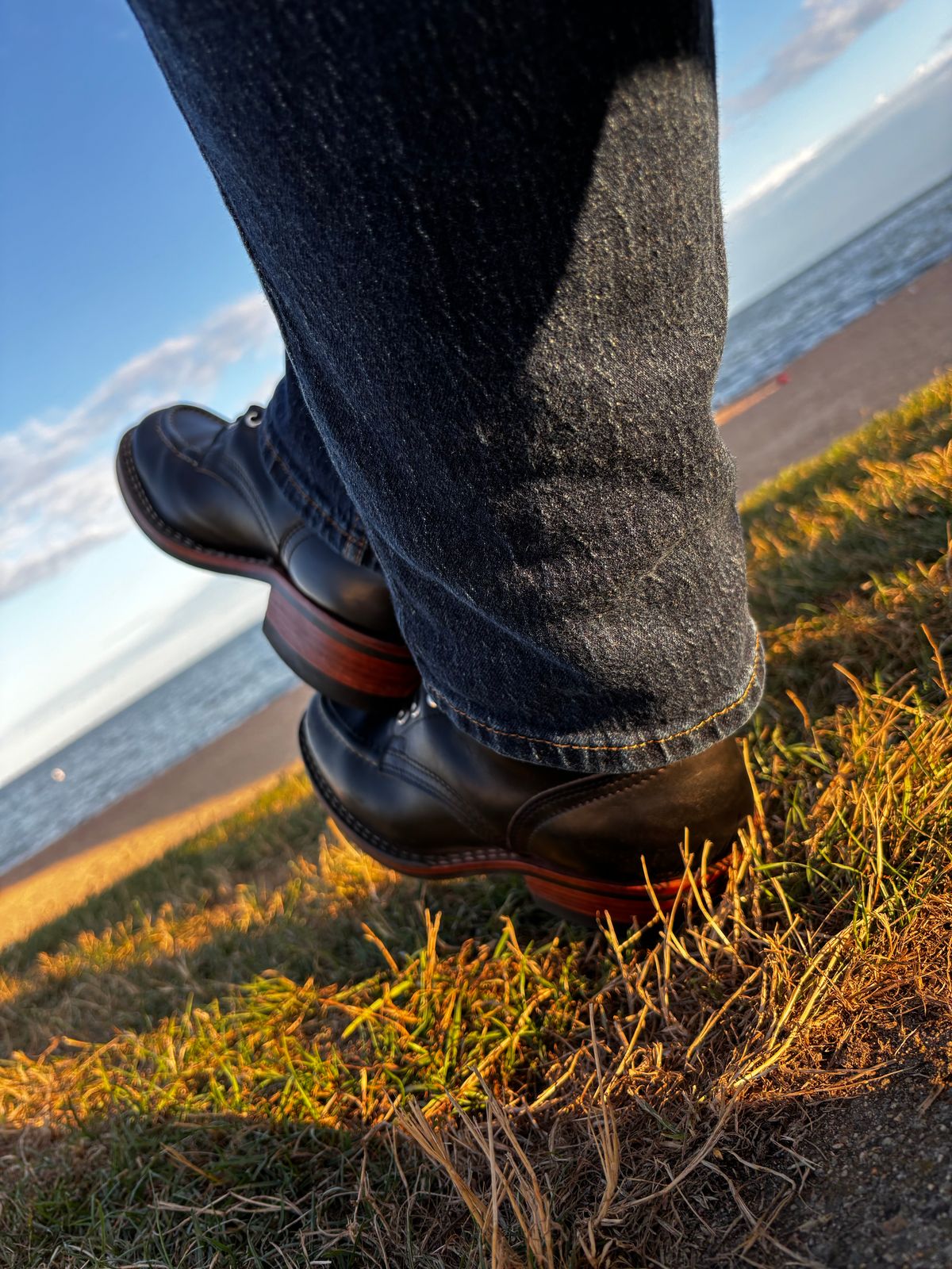 Photo by StitchedNeat on July 19, 2025 of the Nicks MTO in Horween Black Chromexcel.