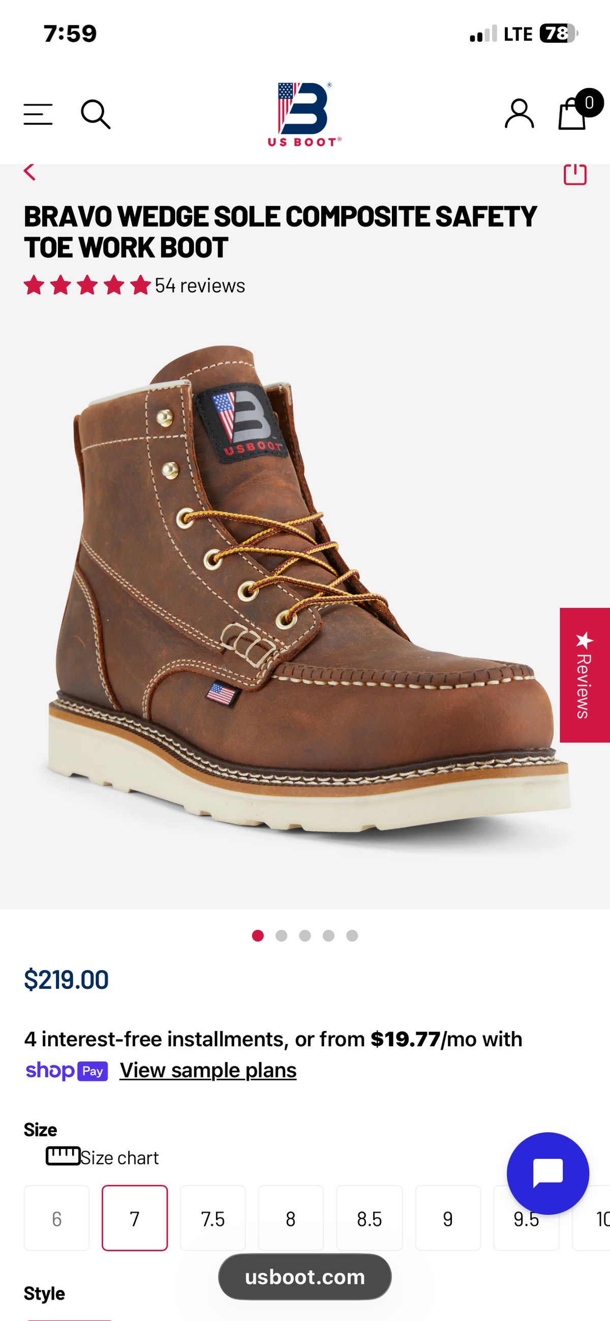 Photo by Stellarlife2429_ on May 20, 2026 of the US BOOT Bravo Workboot in Bronze Brown Crazy Horse Leather.