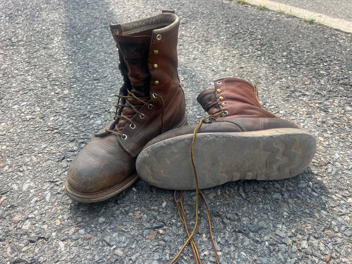 Photo by JLL343 on June 21, 2024 of the Thorogood 8" Plain Toe in Tobacco Gladiator Oil-Tanned.