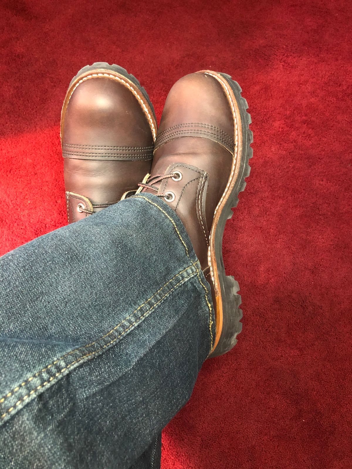 Photo by JLL343 on May 8, 2021 of the Red Wing Iron Ranger in S.B. Foot Amber Harness.