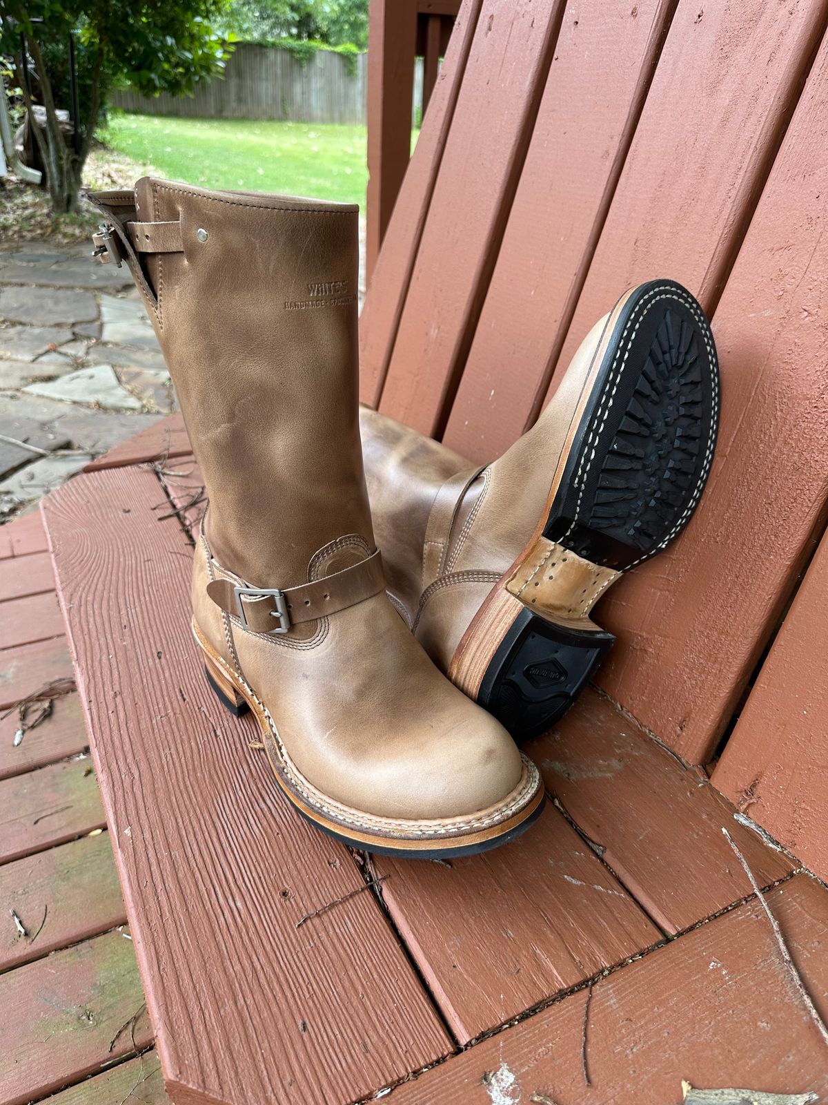 Photo by biggy545 on April 21, 2026 of the White's Nomad Engineer Boots in Horween Natural Chromexcel.