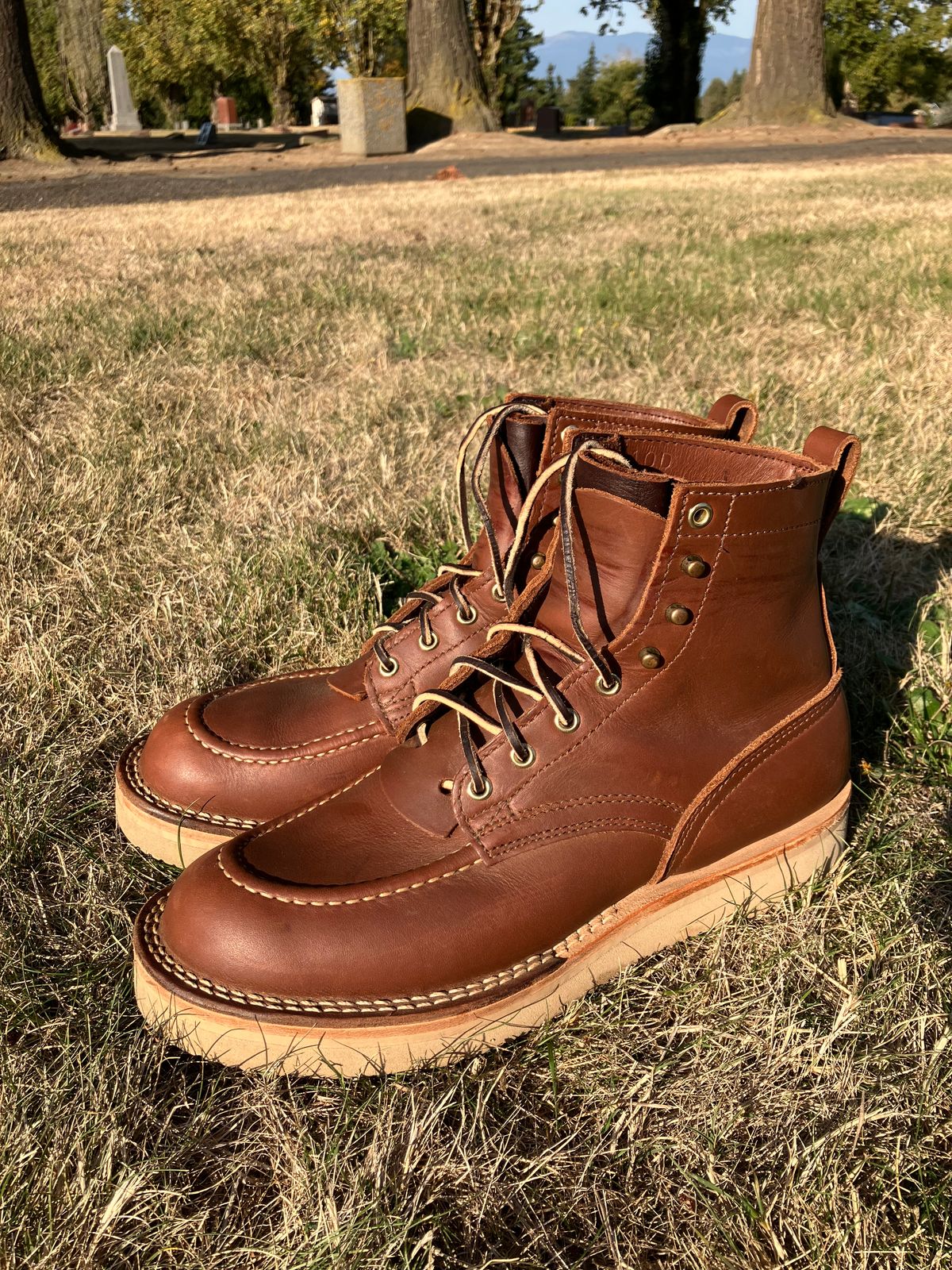 Photo by taylorlong1 on September 19, 2025 of the Nicks Moc Toe in Seidel 1964 Brown.
