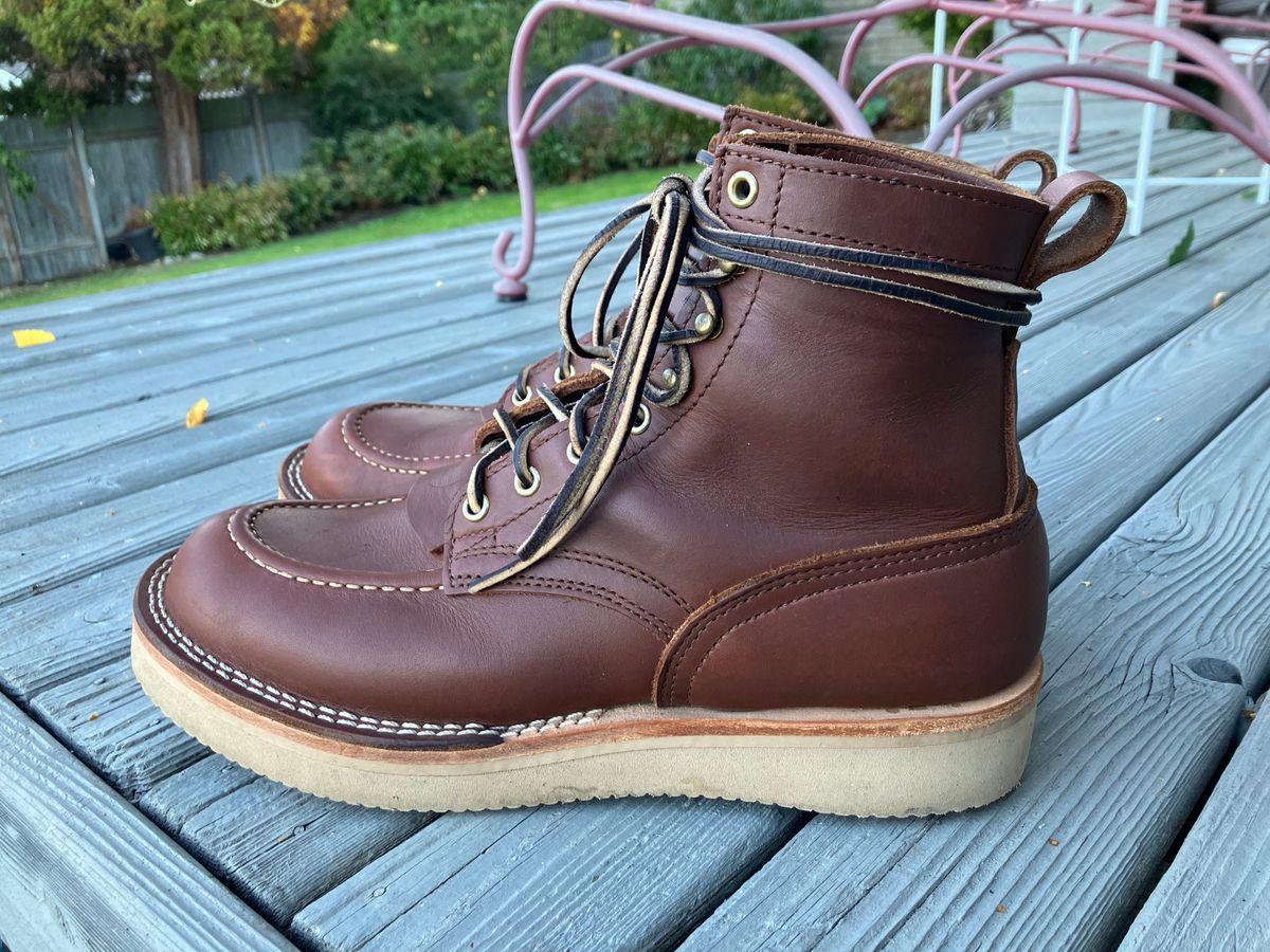 Photo by taylorlong1 on October 1, 2025 of the Nicks Moc Toe in Seidel 1964 Brown.