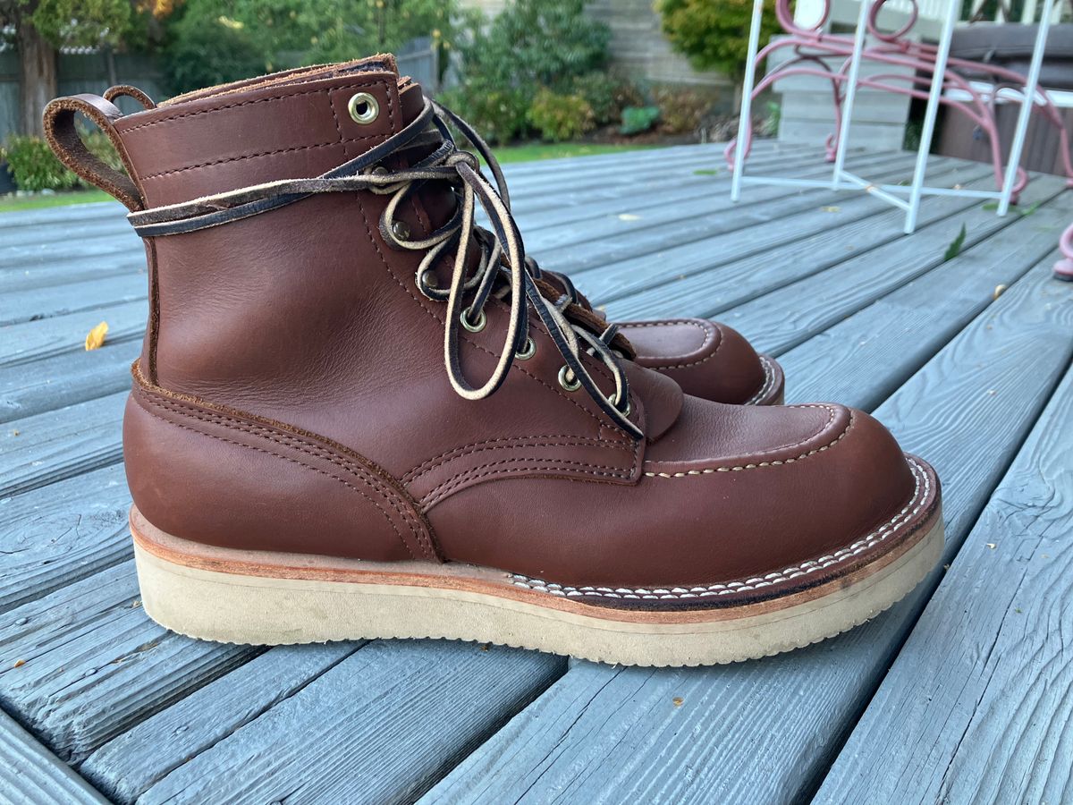 Photo by taylorlong1 on October 1, 2025 of the Nicks Moc Toe in Seidel 1964 Brown.