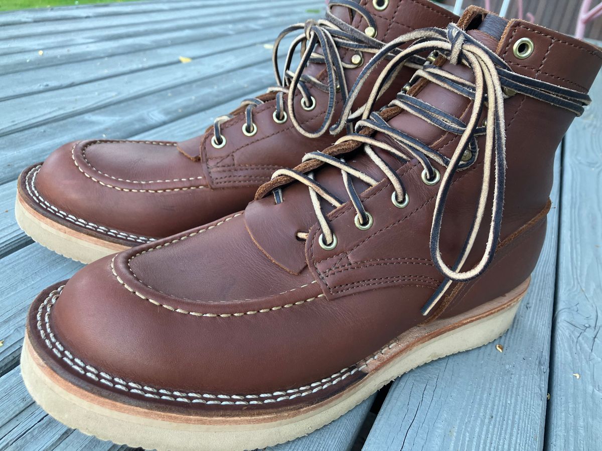 Photo by taylorlong1 on October 1, 2025 of the Nicks Moc Toe in Seidel 1964 Brown.