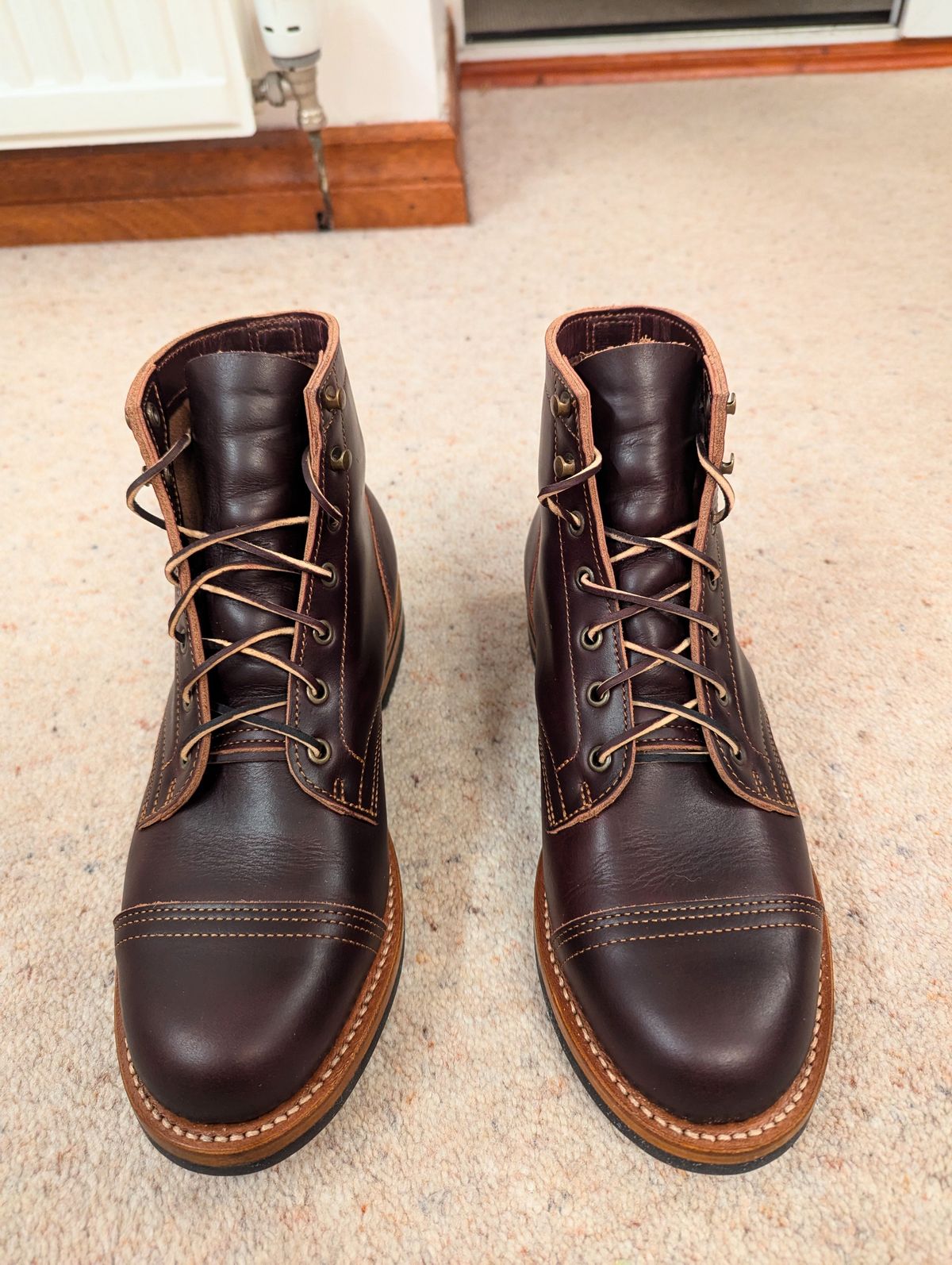 Photo by morenn on November 27, 2024 of the Truman Cap Toe Boot in Seidel Oxblood Double Shot.