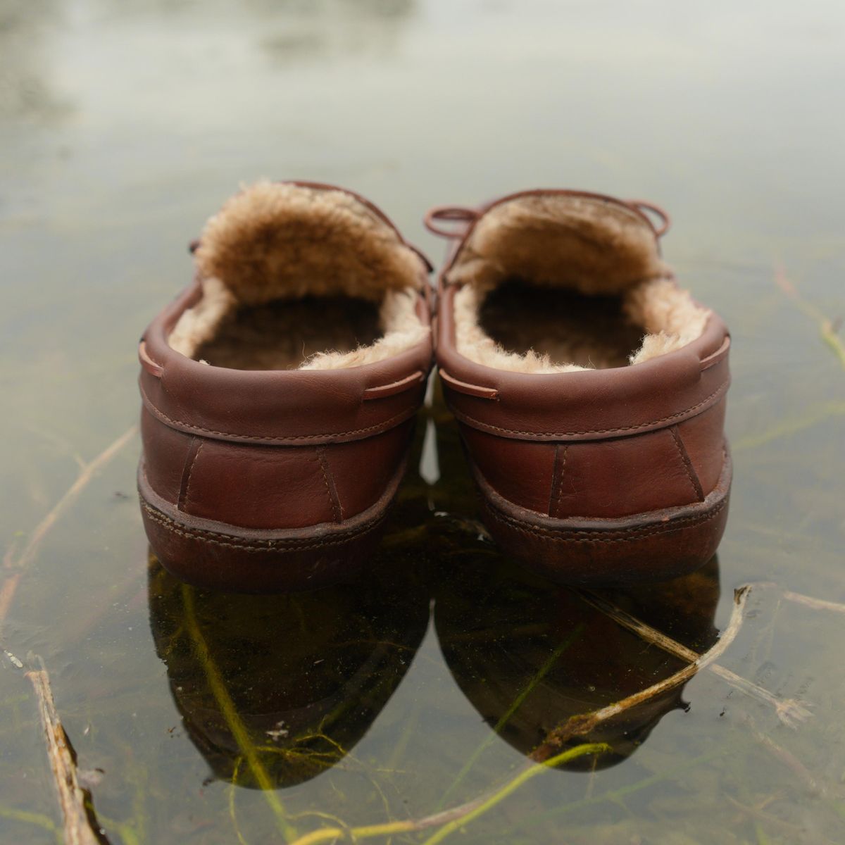 Photo by feetpics on January 6, 2026 of the Russell Moccasin Co. Shearling Oneida in Full-Grain Timberjack.