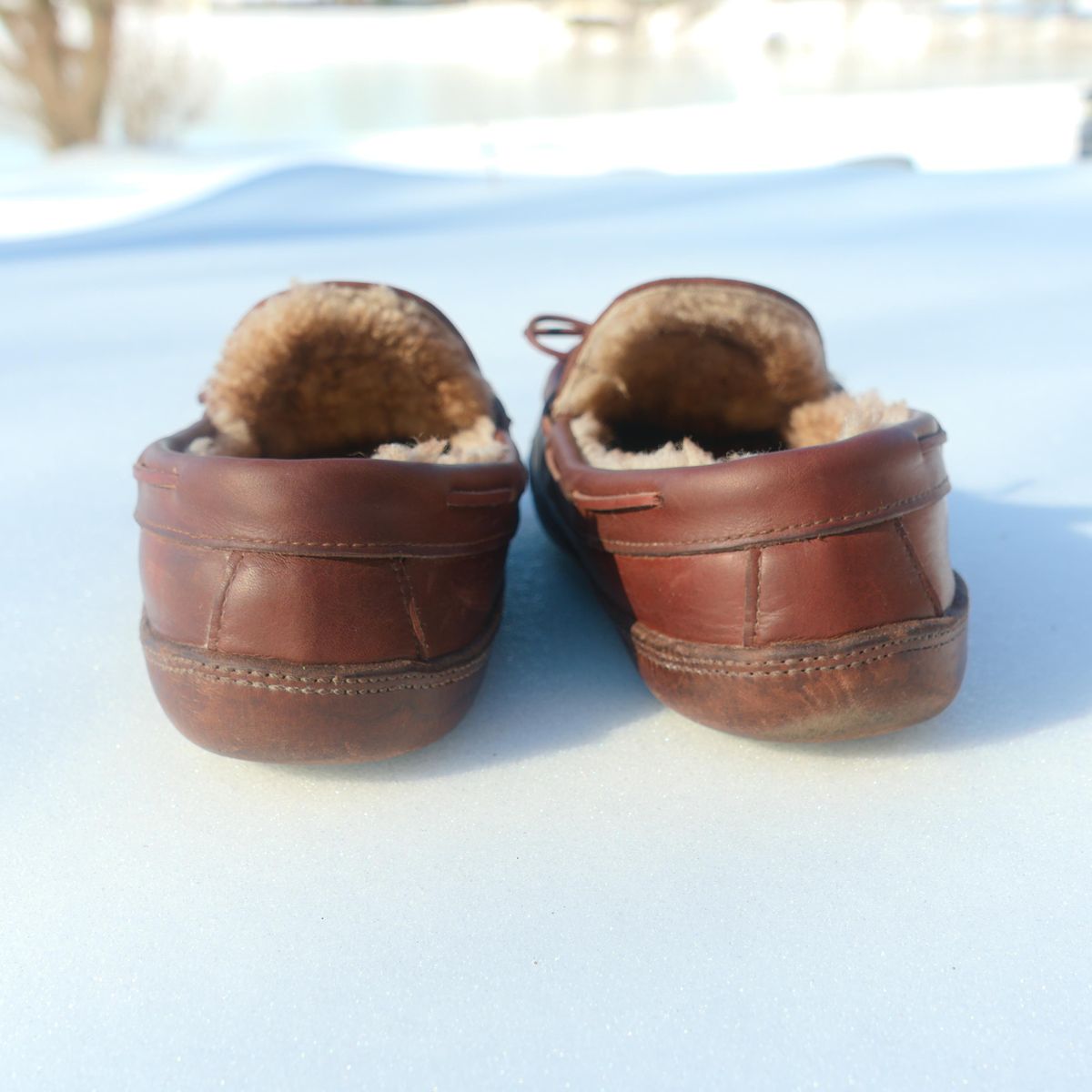 Photo by feetpics on February 1, 2026 of the Russell Moccasin Co. Shearling Oneida in Full-Grain Timberjack.