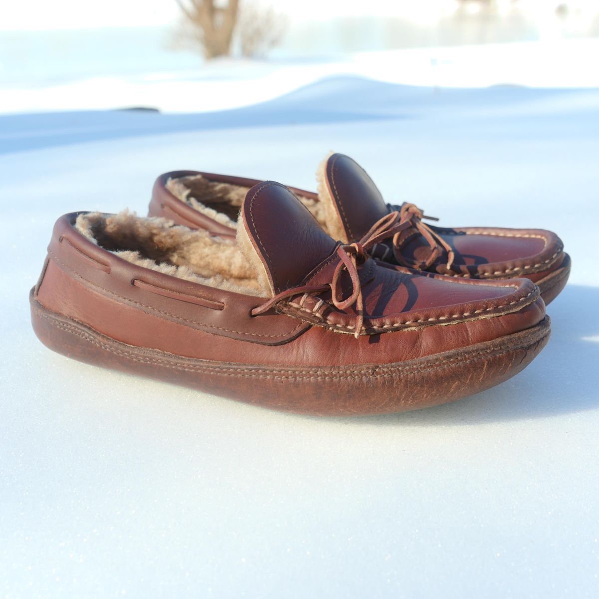 Photo by feetpics on February 1, 2026 of the Russell Moccasin Co. Shearling Oneida in Full-Grain Timberjack.