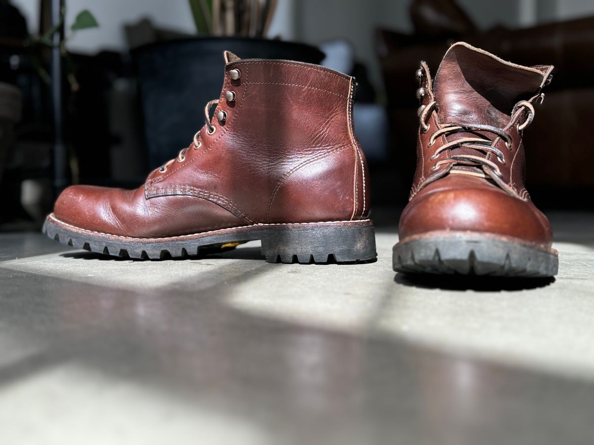 Photo by kleinknecht on September 16, 2024 of the Wolverine 1000 Mile Plain-Toe Rugged Boot in Horween Havana Brown Chromexcel.