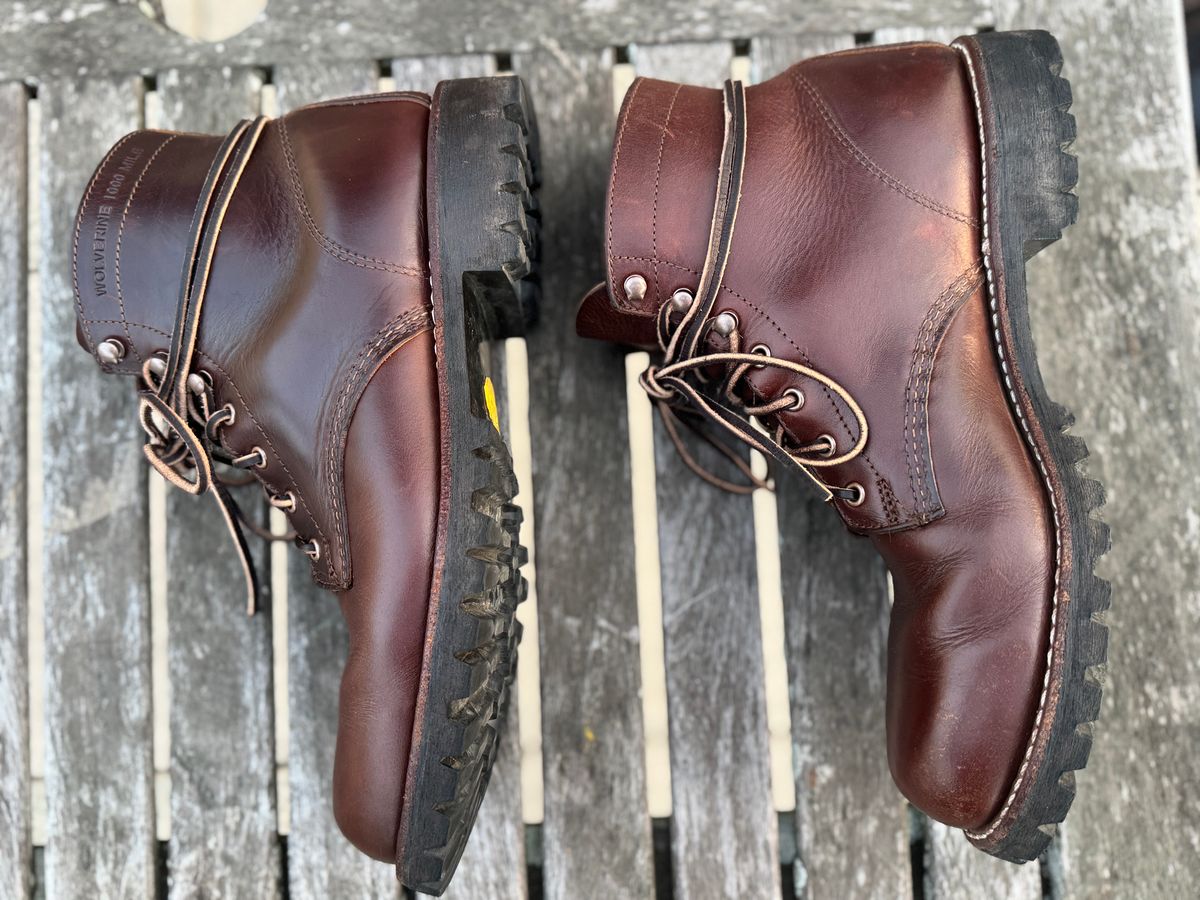 Photo by kleinknecht on September 16, 2024 of the Wolverine 1000 Mile Plain-Toe Rugged Boot in Horween Havana Brown Chromexcel.