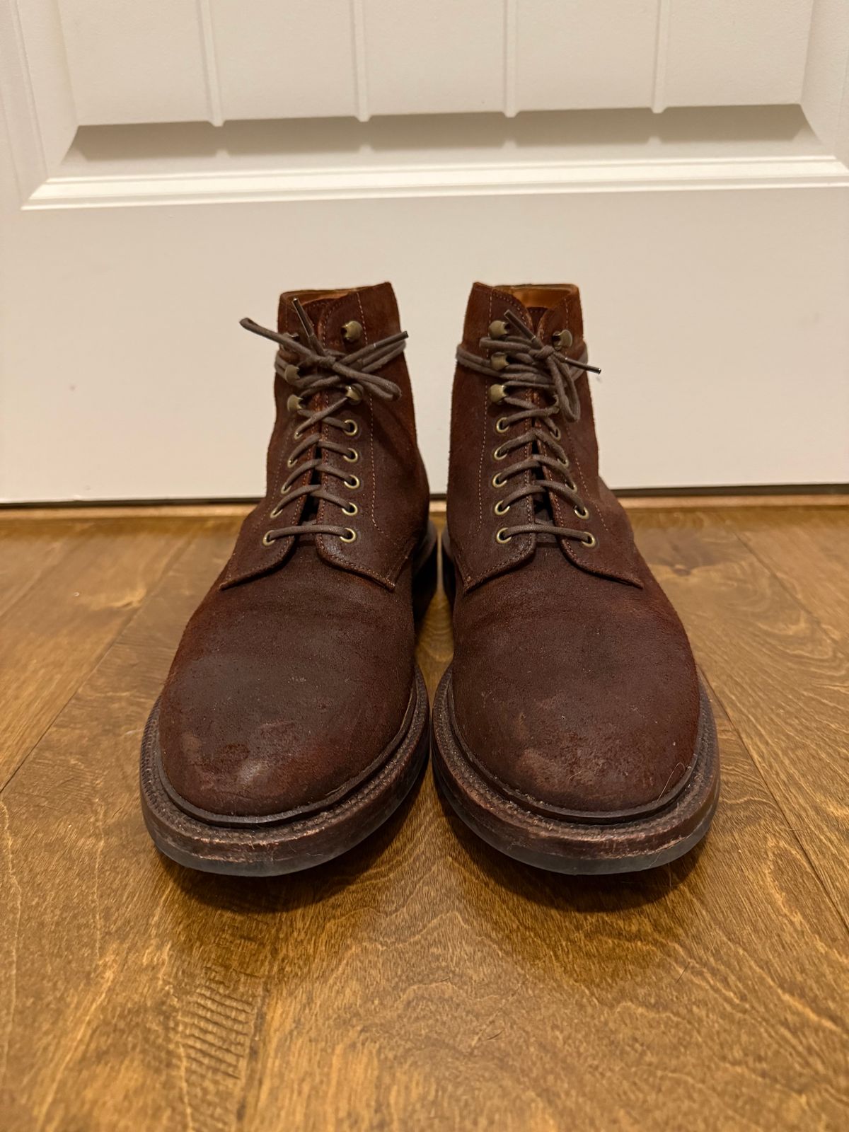 Photo by jingersoll on November 5, 2025 of the Grant Stone Edward Boot in C.F. Stead Dark Oak Roughout.