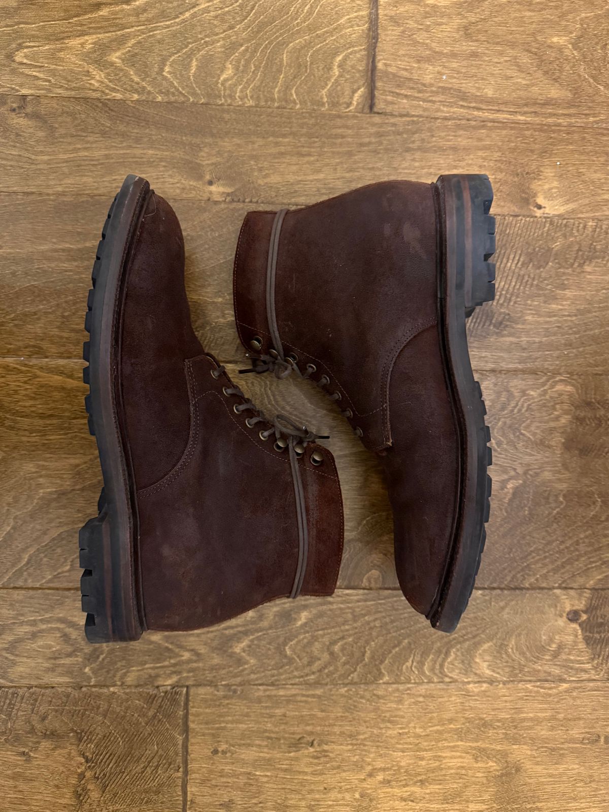 Photo by jingersoll on November 5, 2025 of the Grant Stone Edward Boot in C.F. Stead Dark Oak Roughout.