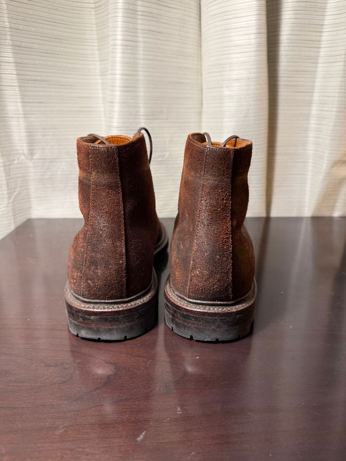 Photo by jingersoll on February 5, 2026 of the Grant Stone Edward Boot in C.F. Stead Dark Oak Roughout.