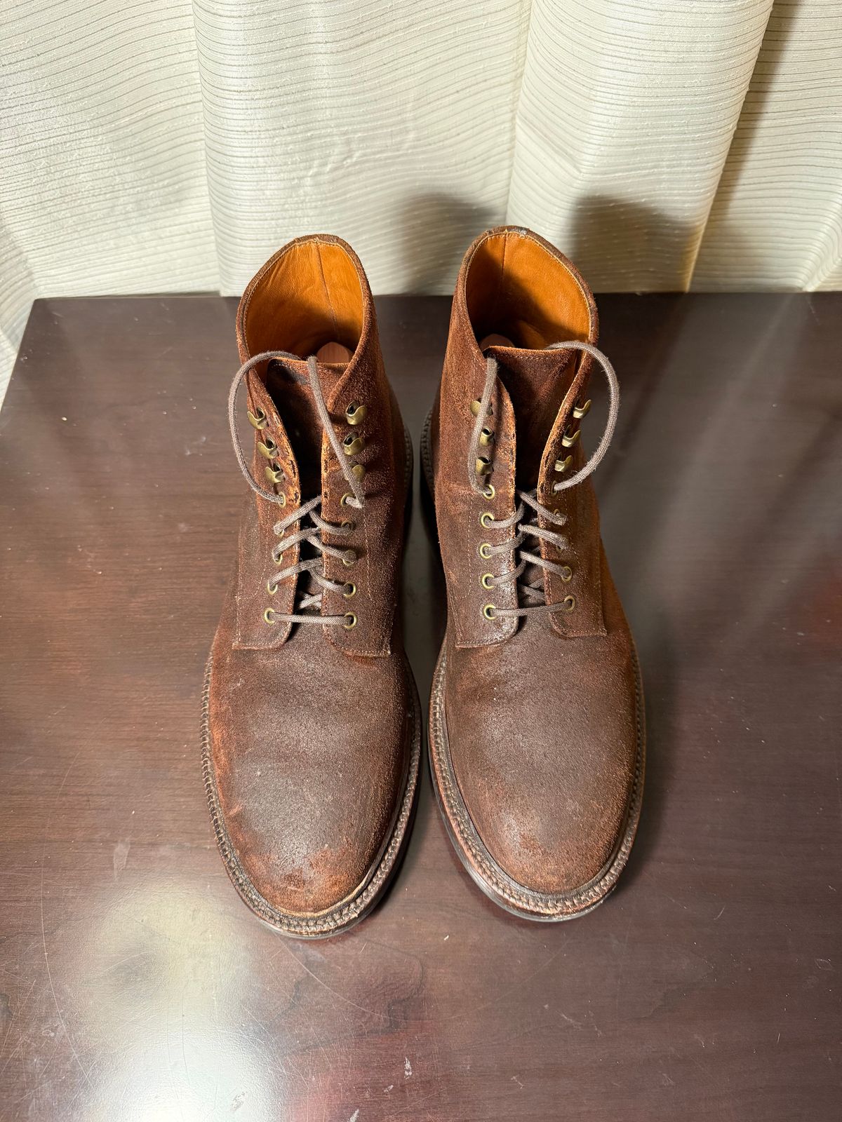 Photo by jingersoll on February 5, 2026 of the Grant Stone Edward Boot in C.F. Stead Dark Oak Roughout.