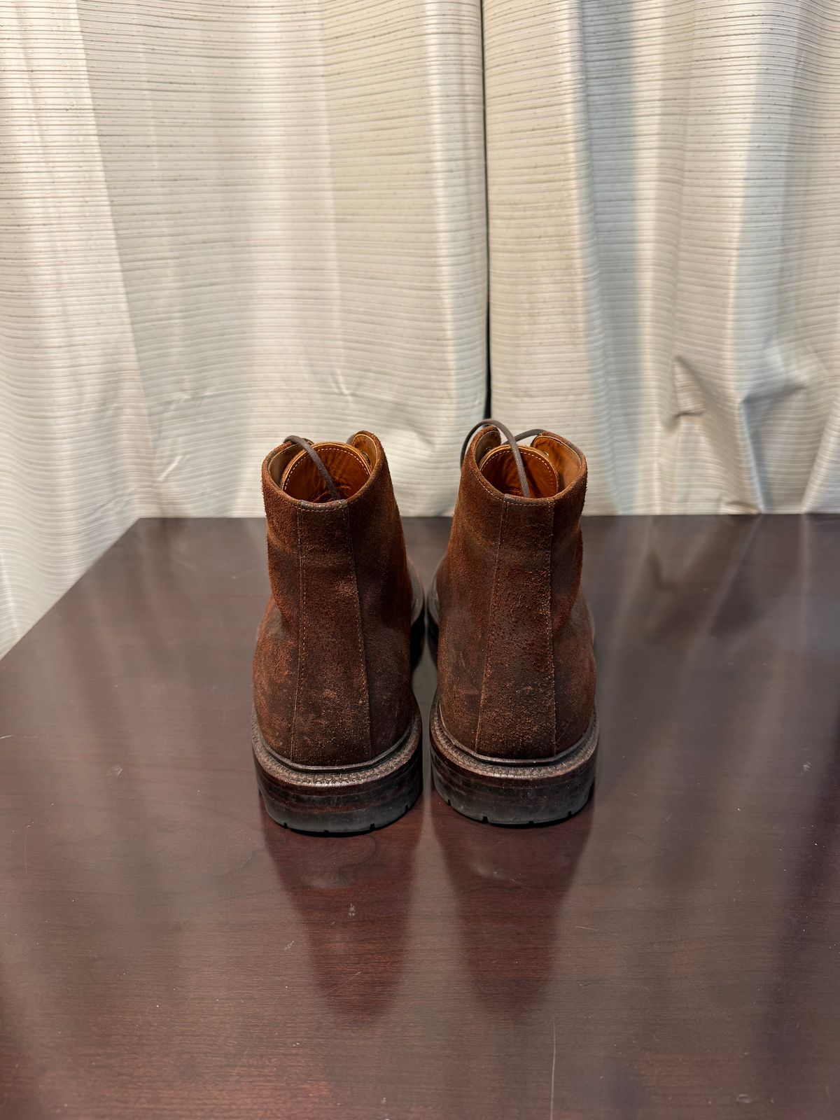 Photo by jingersoll on March 5, 2026 of the Grant Stone Edward Boot in C.F. Stead Dark Oak Roughout.