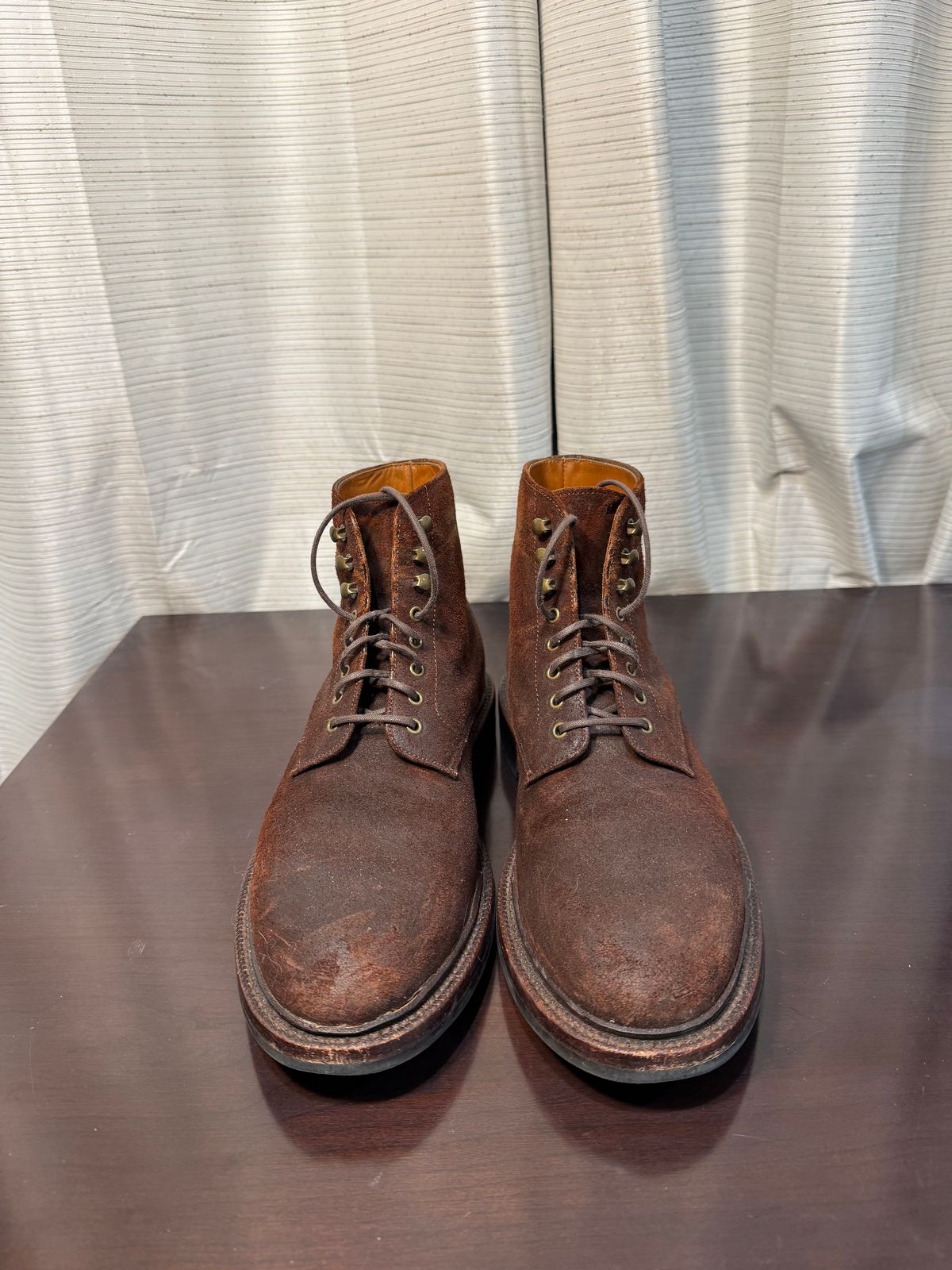 Photo by jingersoll on March 5, 2026 of the Grant Stone Edward Boot in C.F. Stead Dark Oak Roughout.