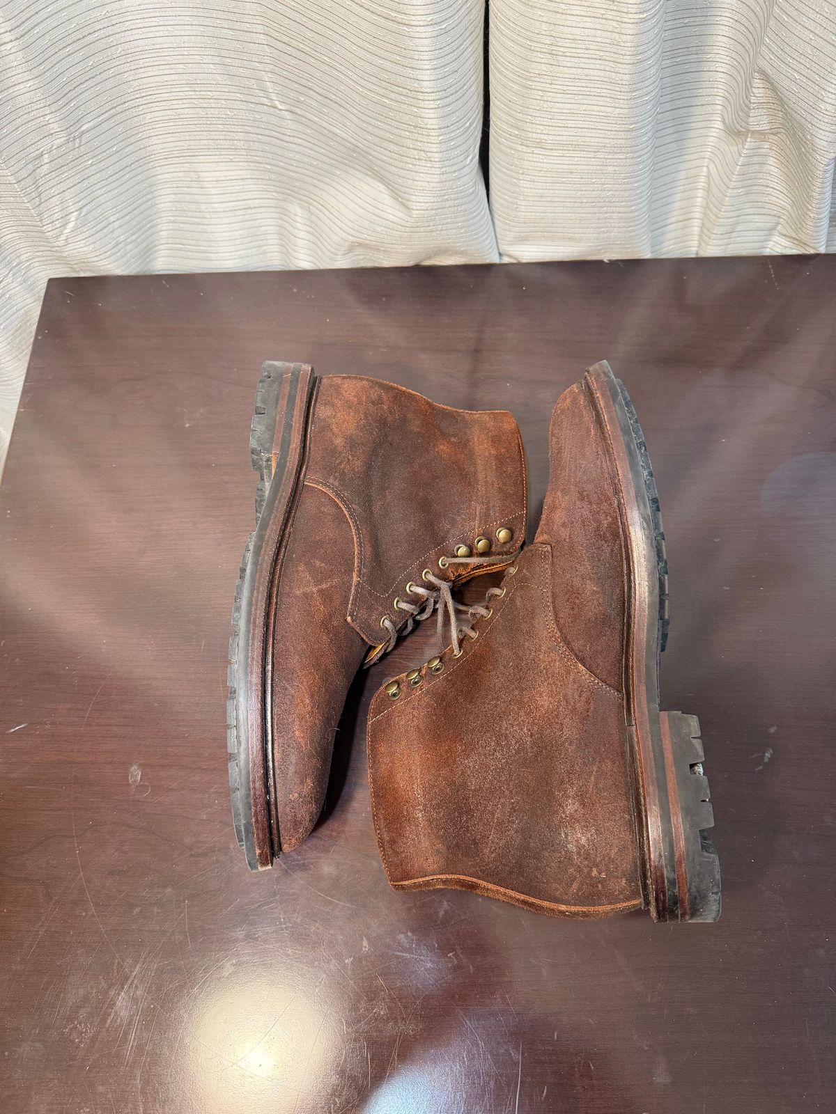 Photo by jingersoll on March 5, 2026 of the Grant Stone Edward Boot in C.F. Stead Dark Oak Roughout.