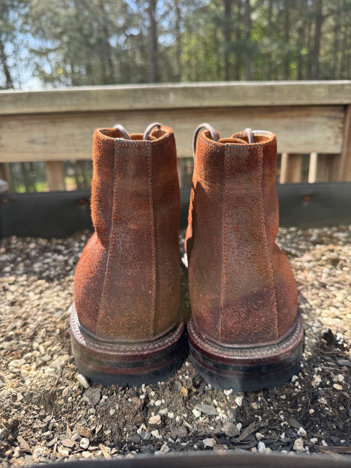 Photo by jingersoll on April 4, 2026 of the Grant Stone Edward Boot in C.F. Stead Dark Oak Roughout.
