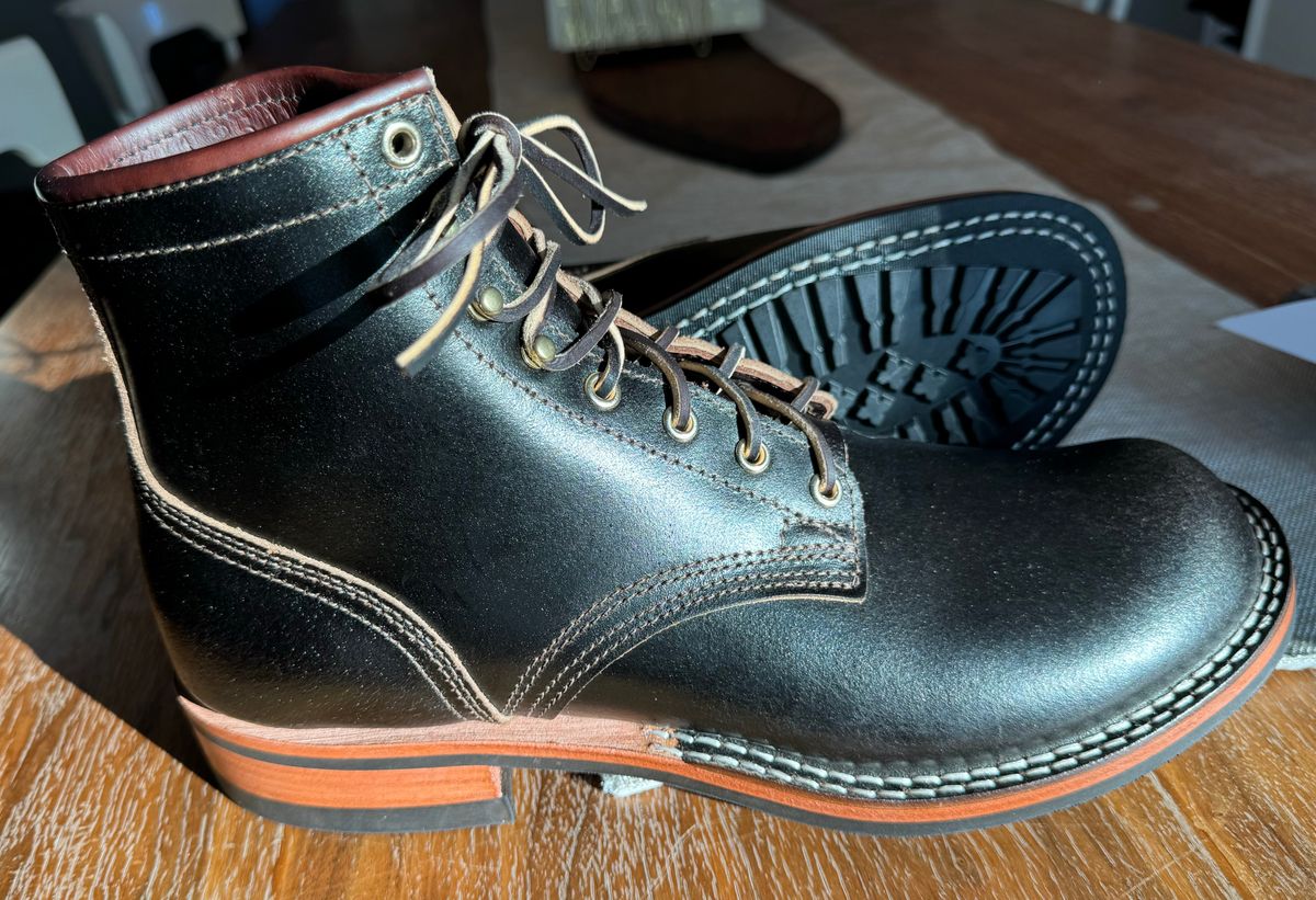 Photo by gojjishoss on January 15, 2025 of the Nicks MTO in Horween Brown Waxed Flesh.