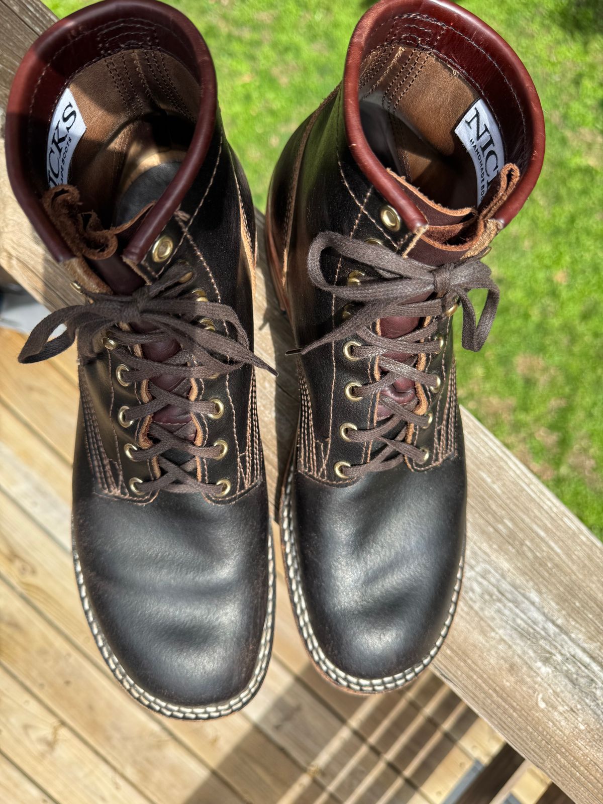 Photo by gojjishoss on May 22, 2025 of the Nicks MTO in Horween Brown Waxed Flesh.