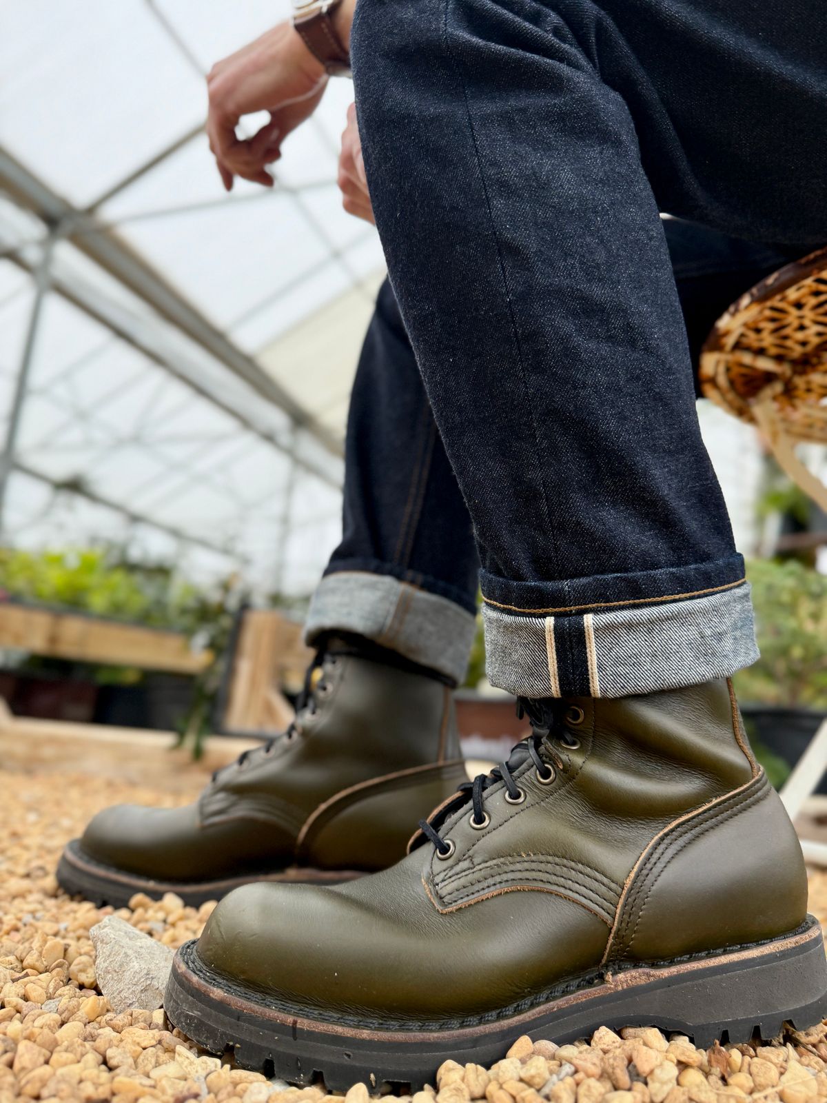 Photo by blinkofani on March 7, 2026 of the Nicks Division Road Jungle Jump Boot in Horween Greener Pastures Shackleton.