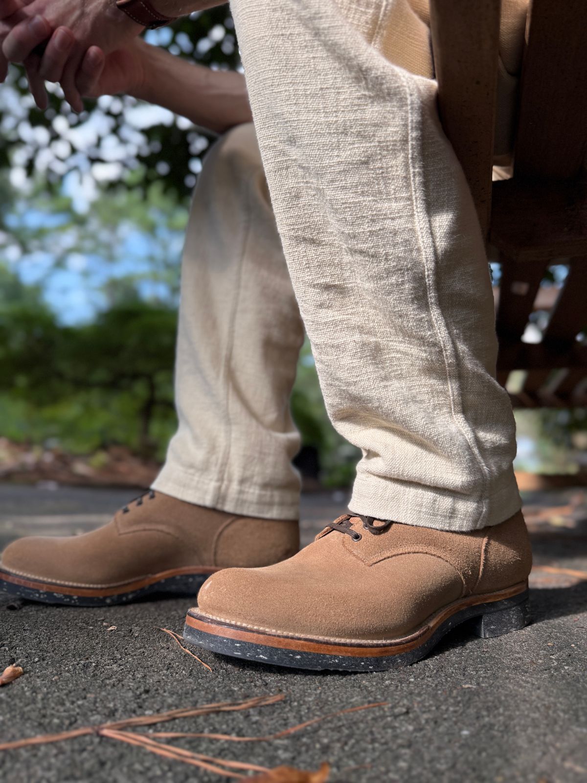 Photo by blinkofani on August 24, 2025 of the Viberg Service Boot in Horween Marine Field Roughout.