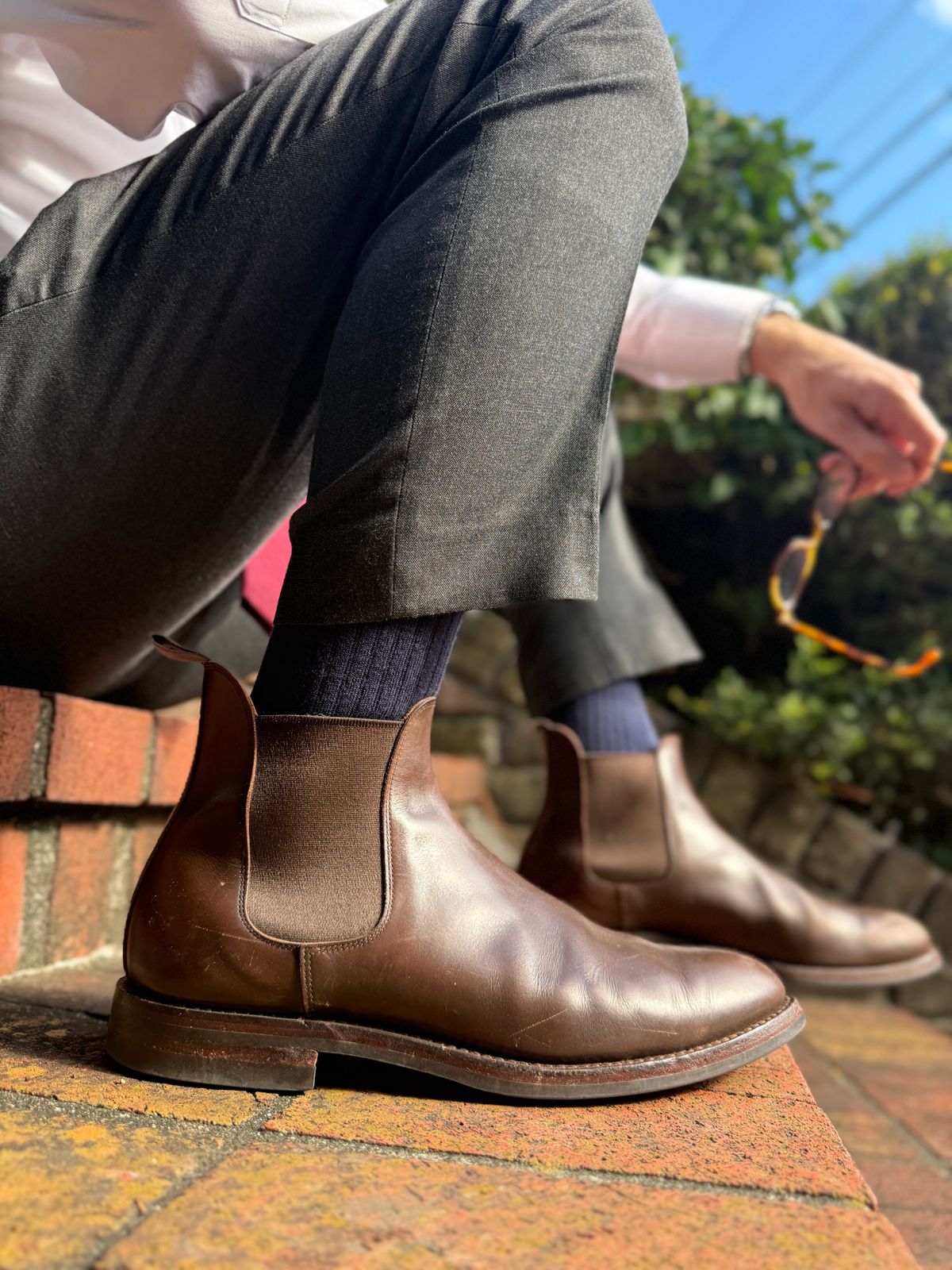 Photo by blinkofani on October 4, 2025 of the Crockett & Jones Chelsea 5 in Dark Brown Wax Calf.
