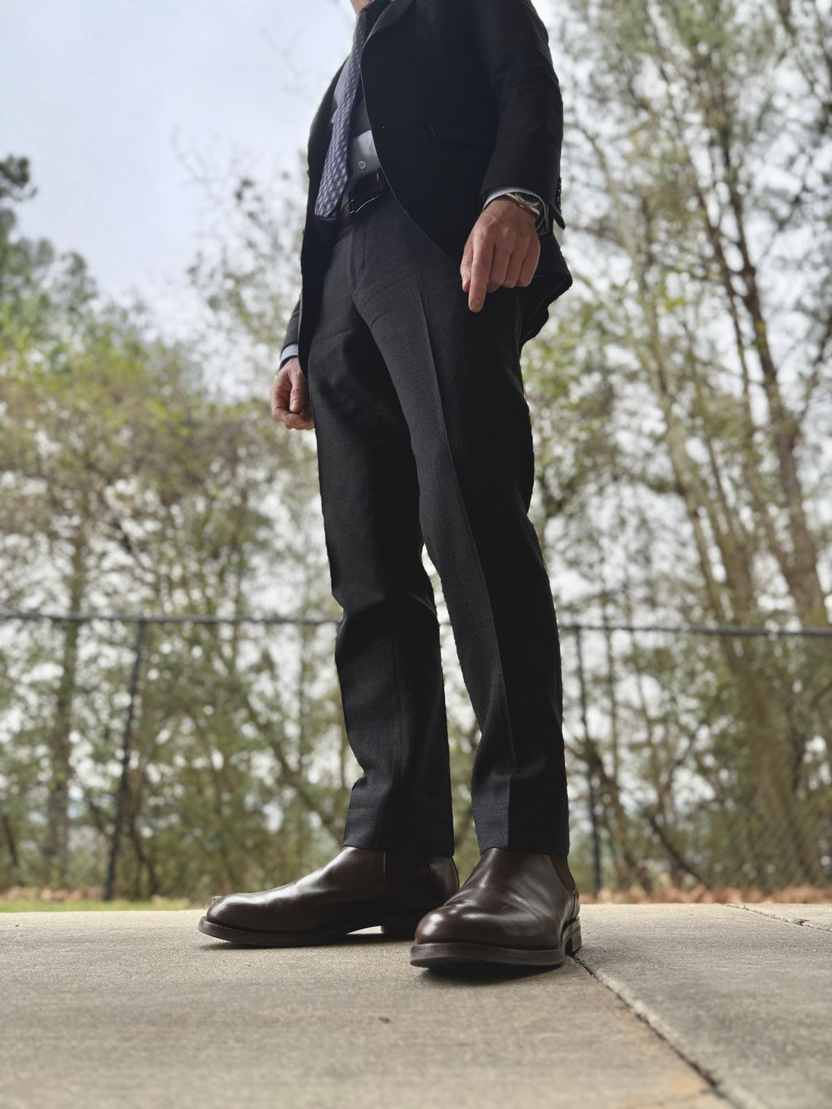 Photo by blinkofani on February 19, 2025 of the Crockett & Jones Chelsea 5 in Dark Brown Waxed Calf.