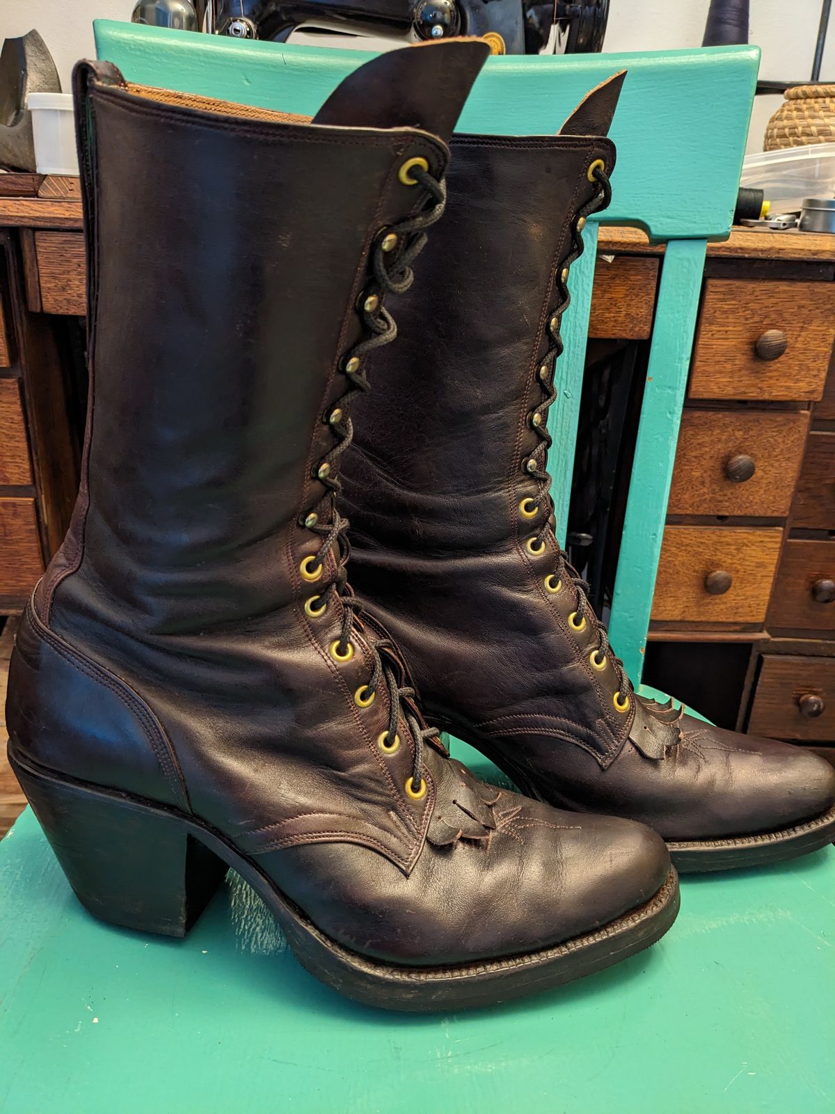 Photo by olivialocke on November 4, 2025 of the Self-Made Packer Boot in Horween Double Horse Front.