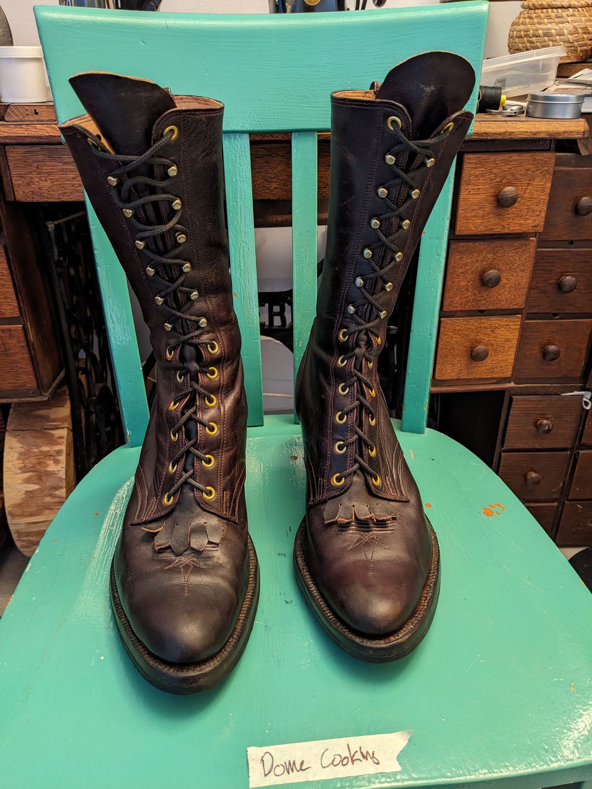 Photo by olivialocke on November 4, 2025 of the Self-Made Packer Boot in Horween Double Horse Front.