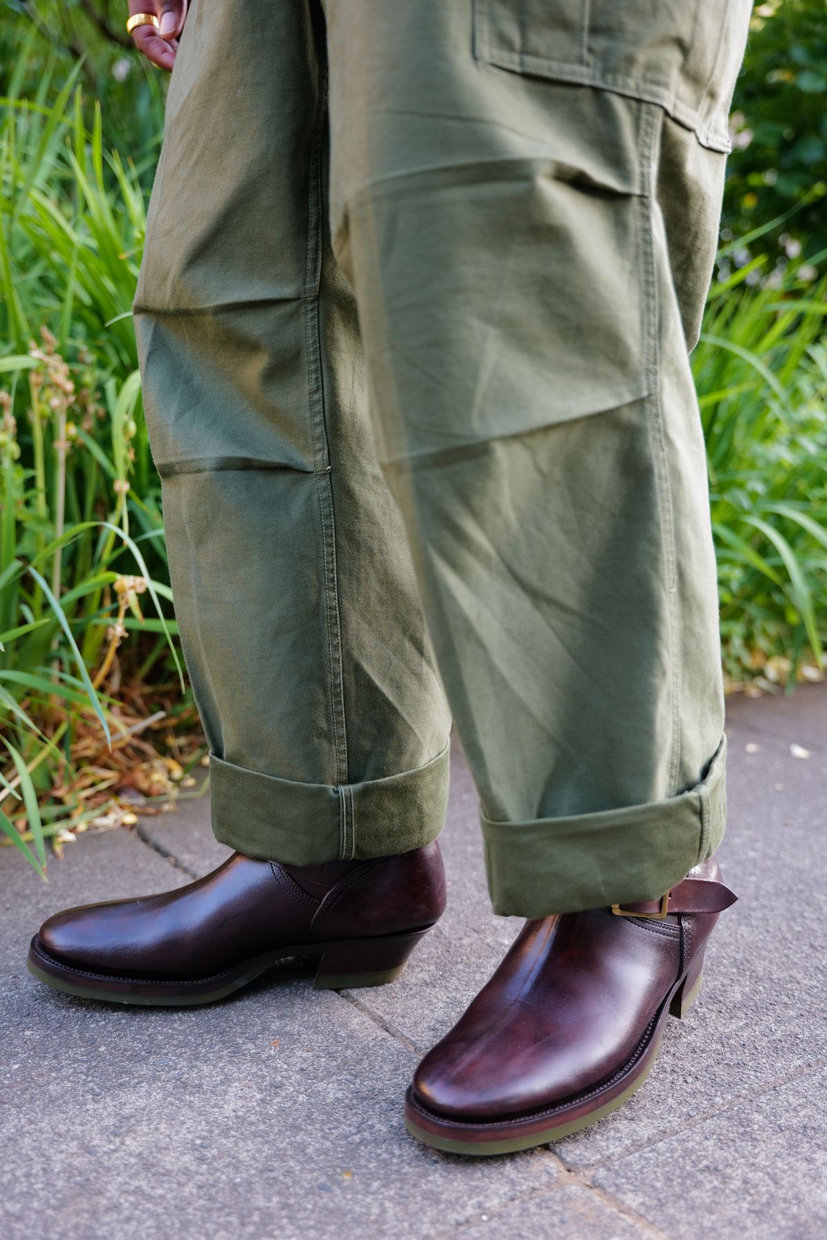 Photo by jcurry on June 17, 2025 of the Clinch Engineer Boots 11-Inch Height in Brown-Overdyed Horsebutt.