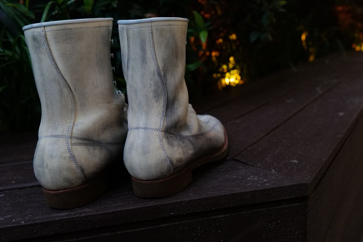 Photo by jcurry on August 22, 2025 of the Clinch Gary Boots in EQ Horsebutt White Dirty Finish.