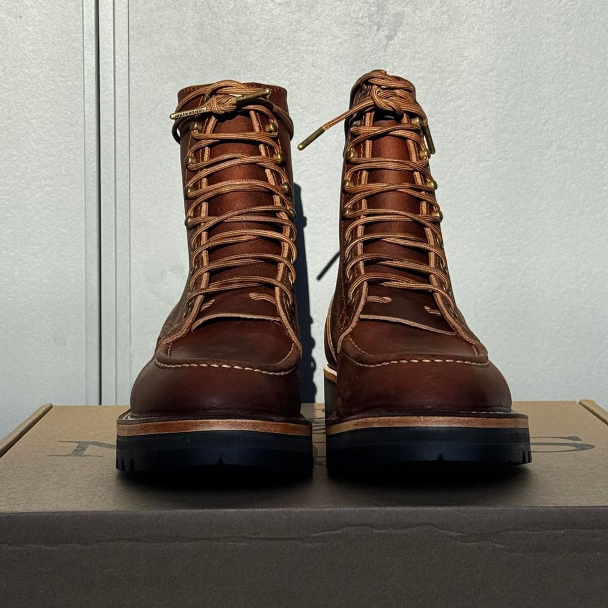 Photo by ElectricElephant on September 16, 2025 of the Nicks Moc Toe in Horween Predator Toasted Coconut.