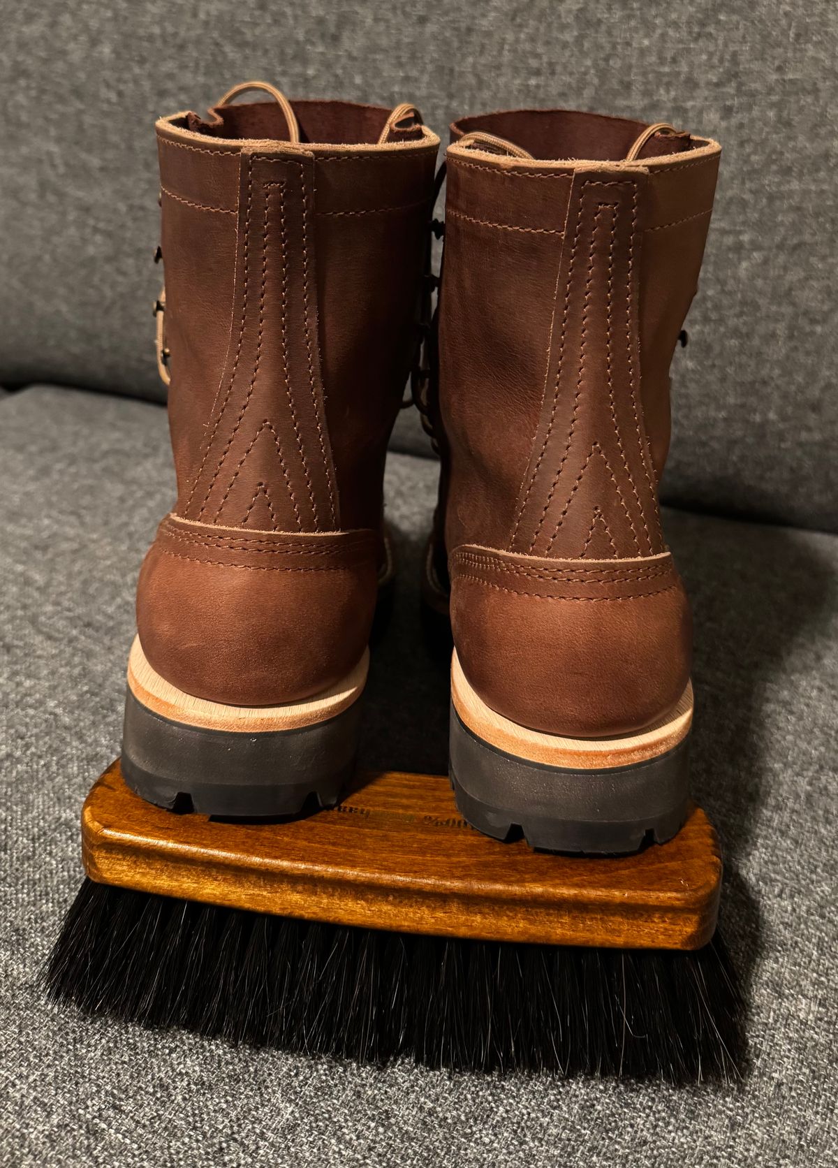 Photo by ElectricElephant on October 1, 2025 of the Nicks Moc Toe in Horween Predator Toasted Coconut.