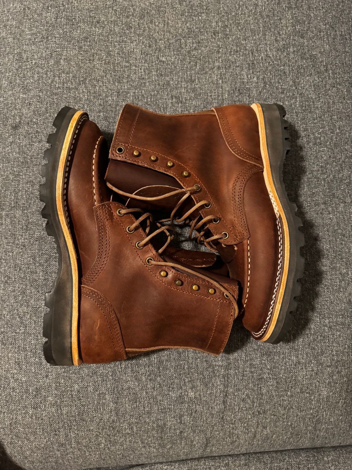 Photo by ElectricElephant on October 1, 2025 of the Nicks Moc Toe in Horween Predator Toasted Coconut.