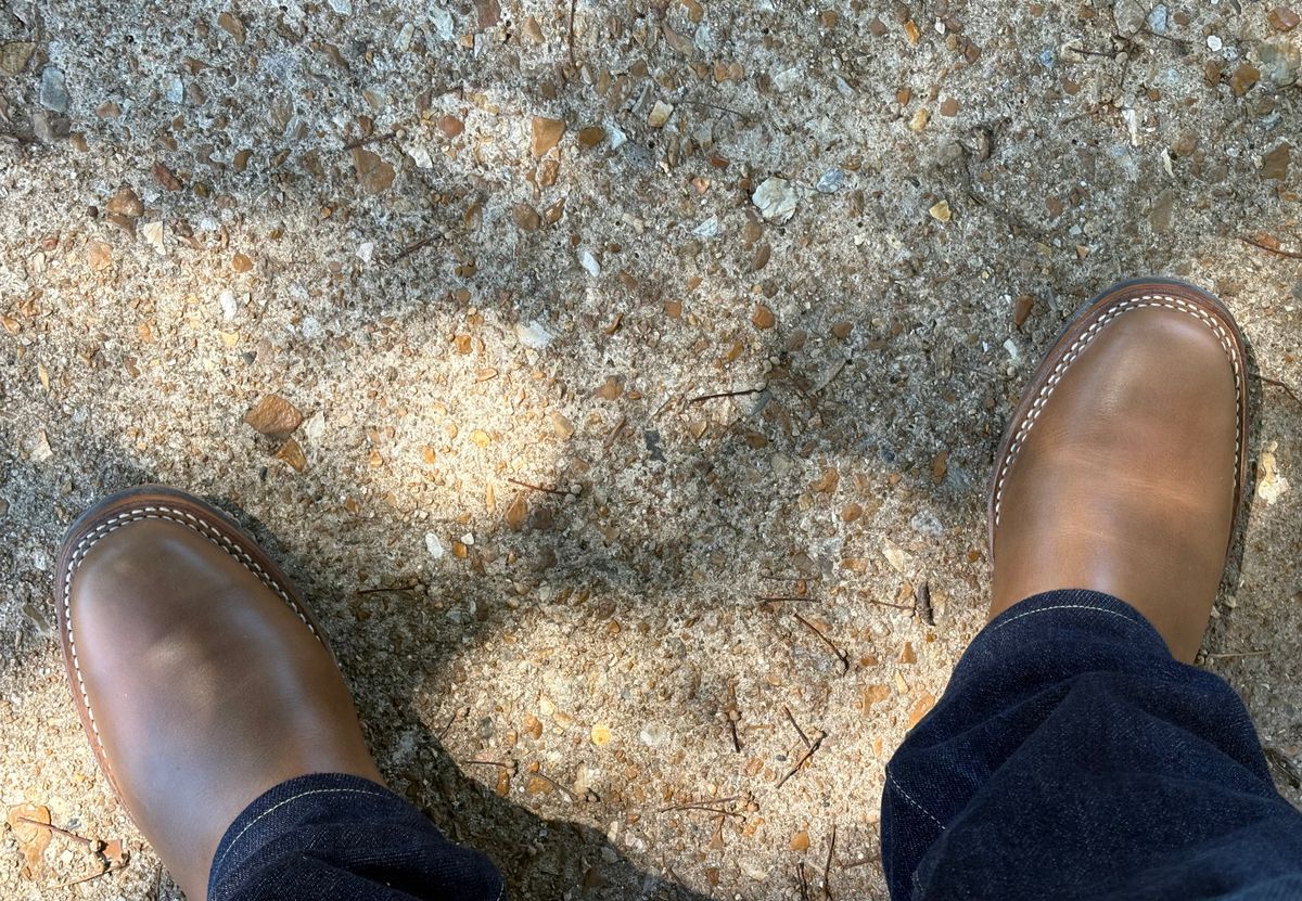 Photo by CulinaryQUEDawg on June 14, 2026 of the Wesco Mister Lou in Horween Colvados Chromexcel.
