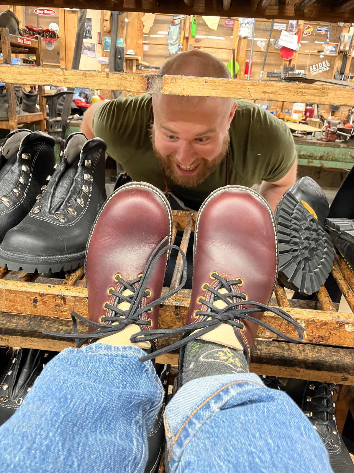 Photo by limmer_zeta on October 1, 2024 of the Peter Limmer & Sons Whole Cut Center Tie in Seidel Oxblood Double Shot.