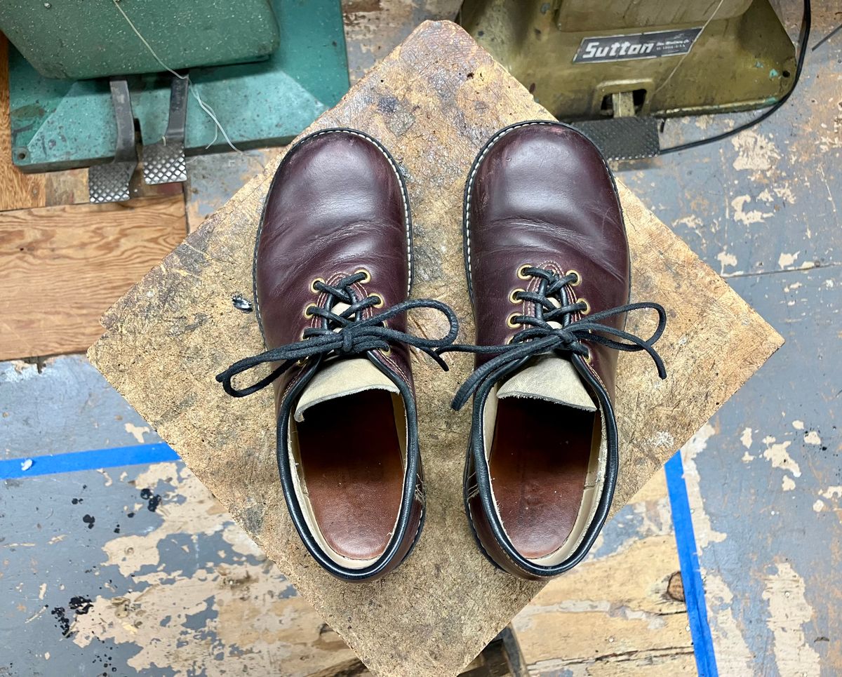 Photo by limmer_zeta on December 4, 2024 of the Peter Limmer & Sons Whole Cut Center Tie in Seidel Oxblood Double Shot.